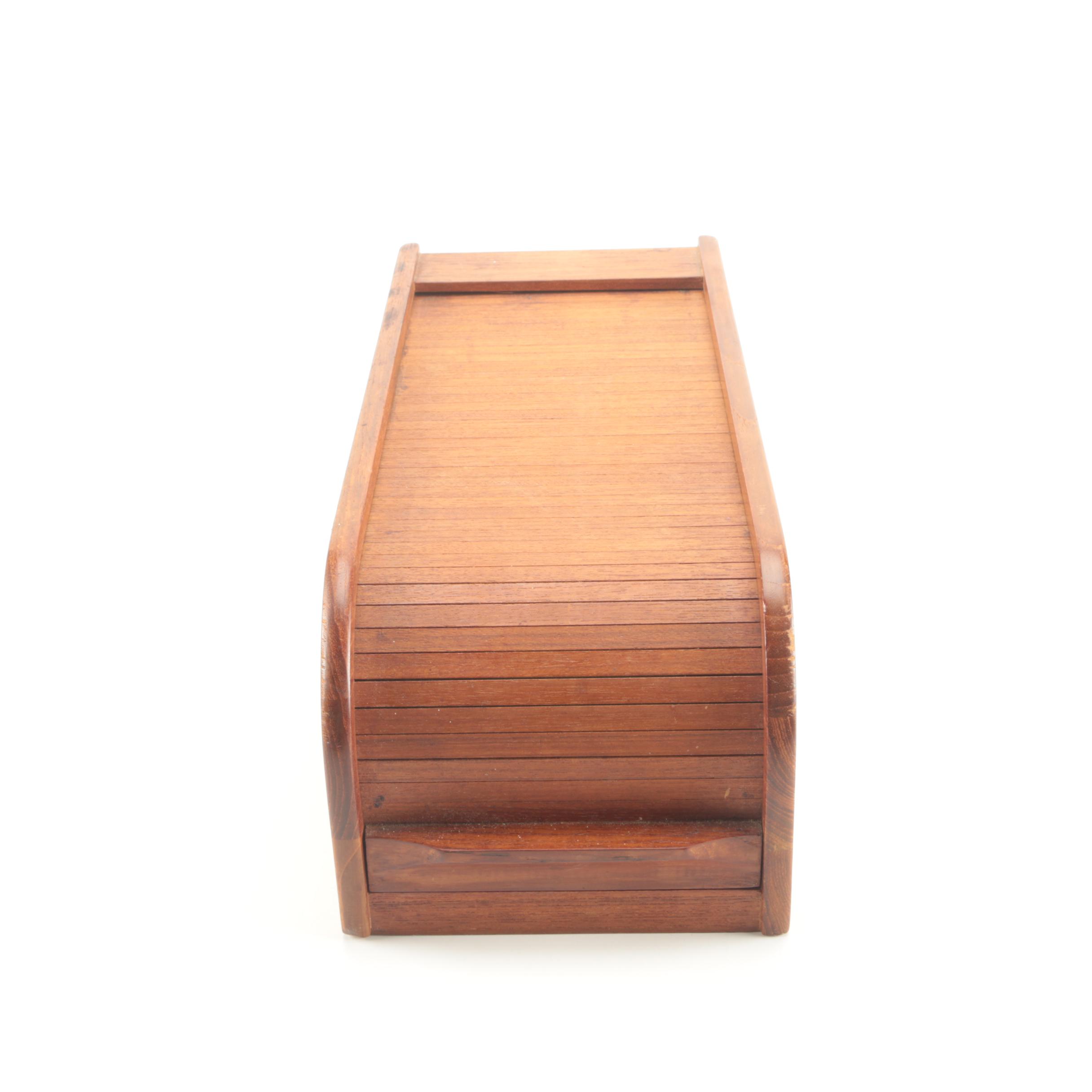 Vintage Teak Roll Top Storage Container by Kalmar