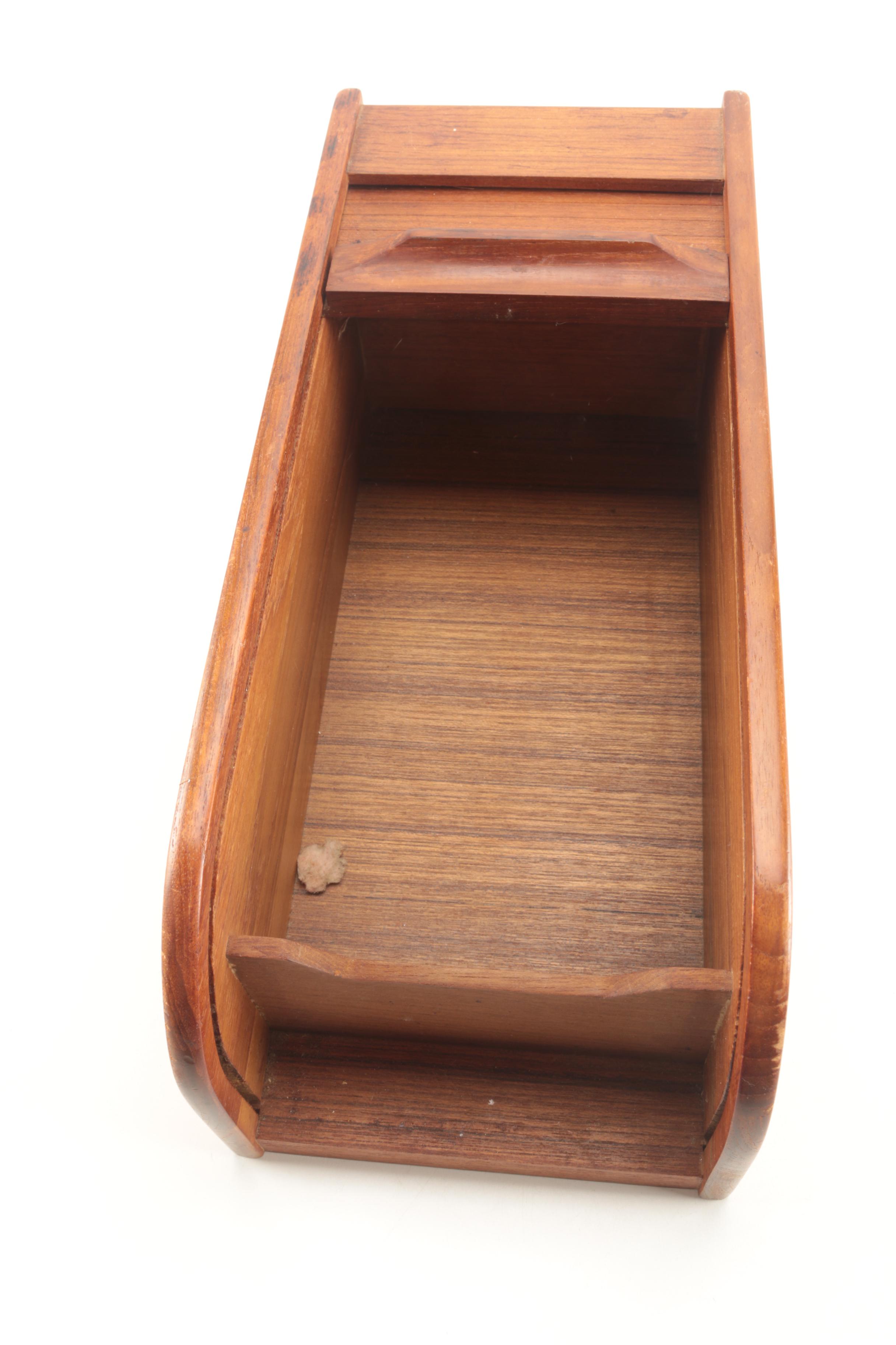 Vintage Teak Roll Top Storage Container by Kalmar