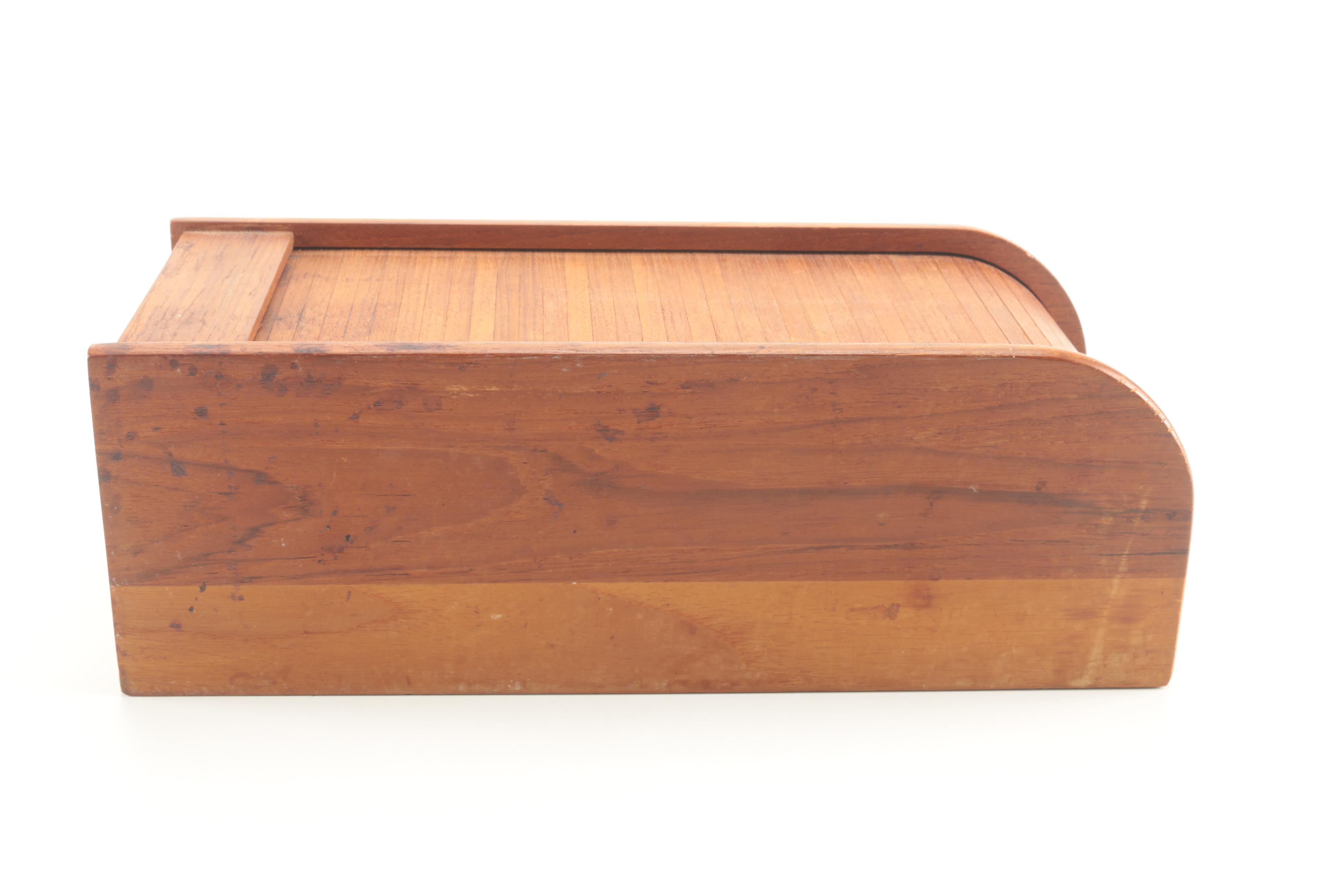 Vintage Teak Roll Top Storage Container by Kalmar