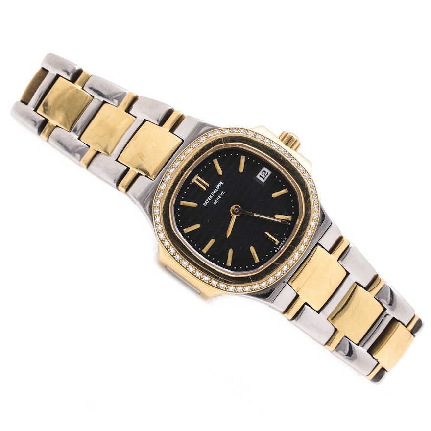 Patek Philippe Nautilus 18K Yellow Gold and Stainless Steel Diamond Wristwatch