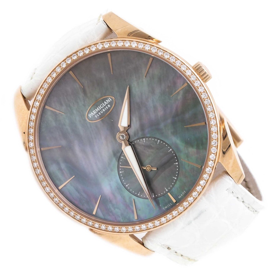 Parmigiani Fleurier Tonda 1950 18K Rose Gold Mother-of-Pearl and Diamond Wristwatch