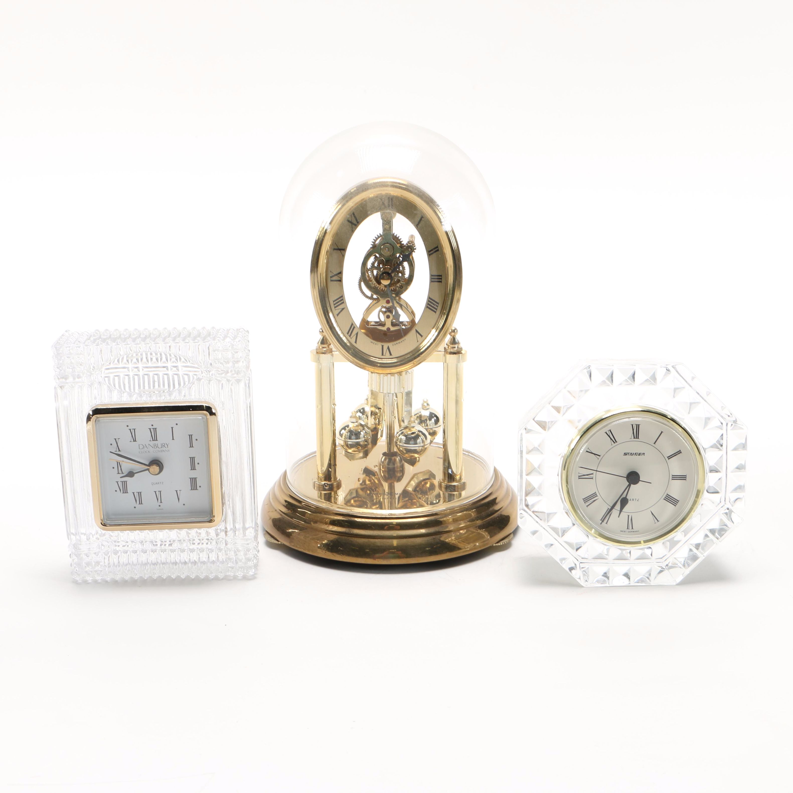 Brass and Clear Glass Clocks