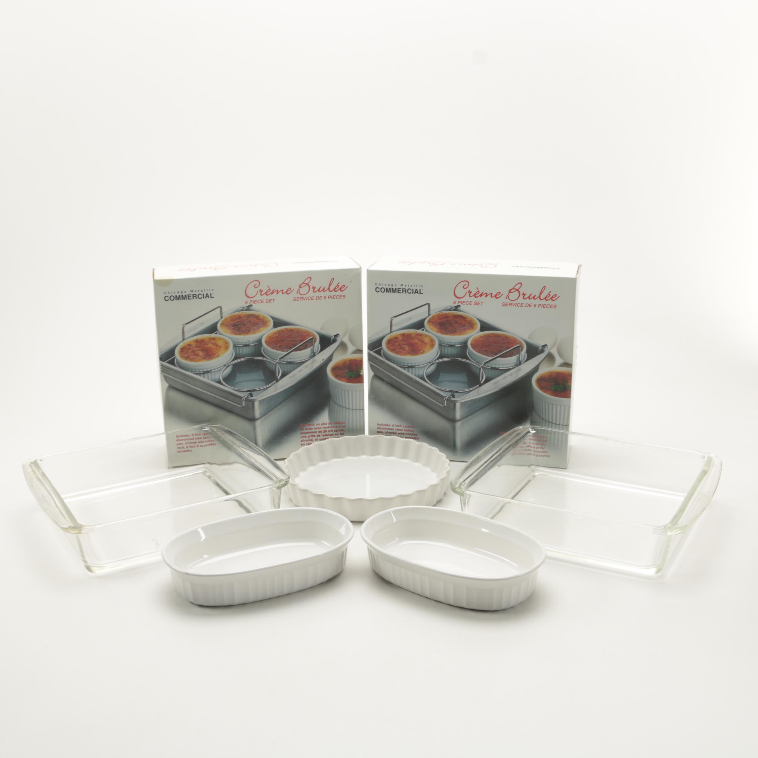 Crème Brulée Sets and Other Bakeware Including Pyrex and Corningware