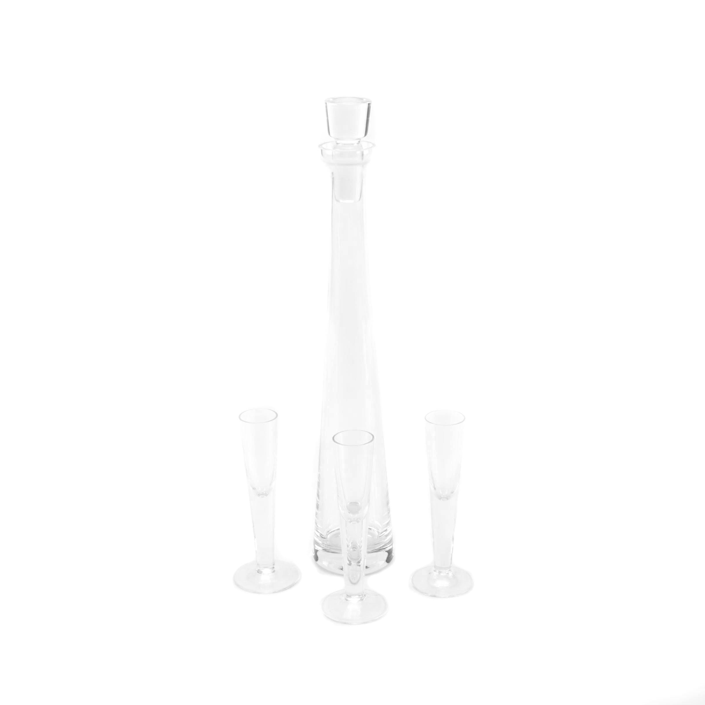 Contemporary Style Glass Decanter With Glasses