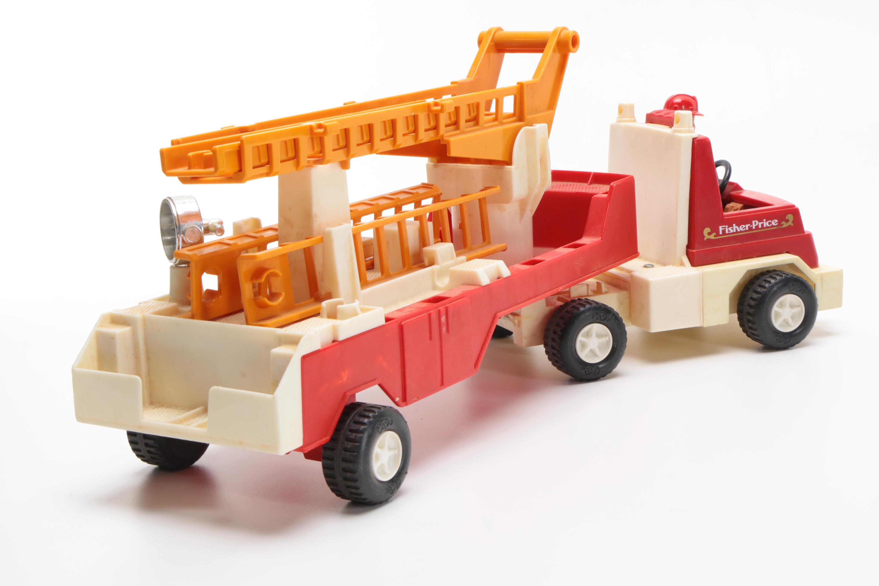 Vintage Fisher-Price Husky Helpers Fire Truck and Firefighter