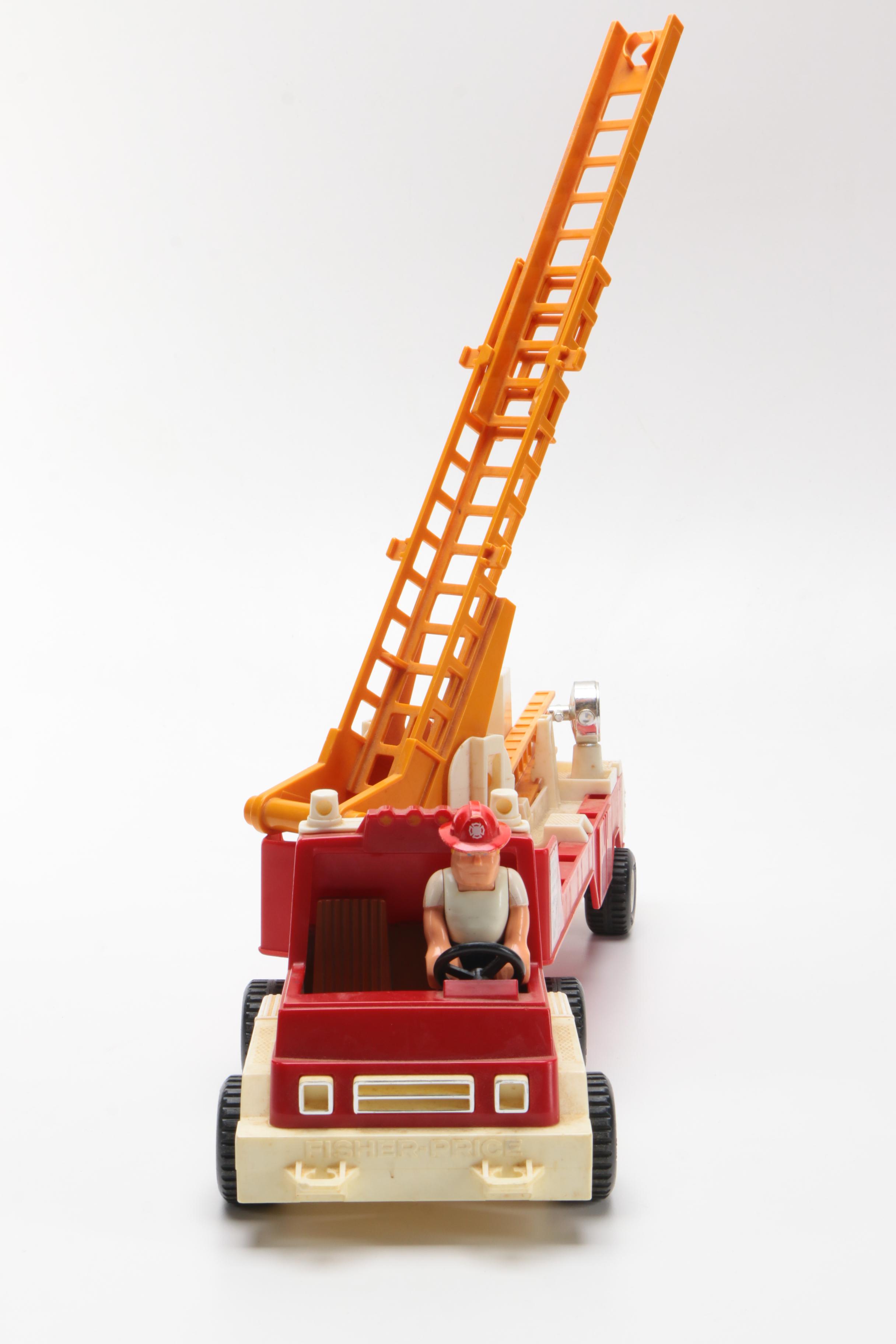 Vintage Fisher-Price Husky Helpers Fire Truck and Firefighter