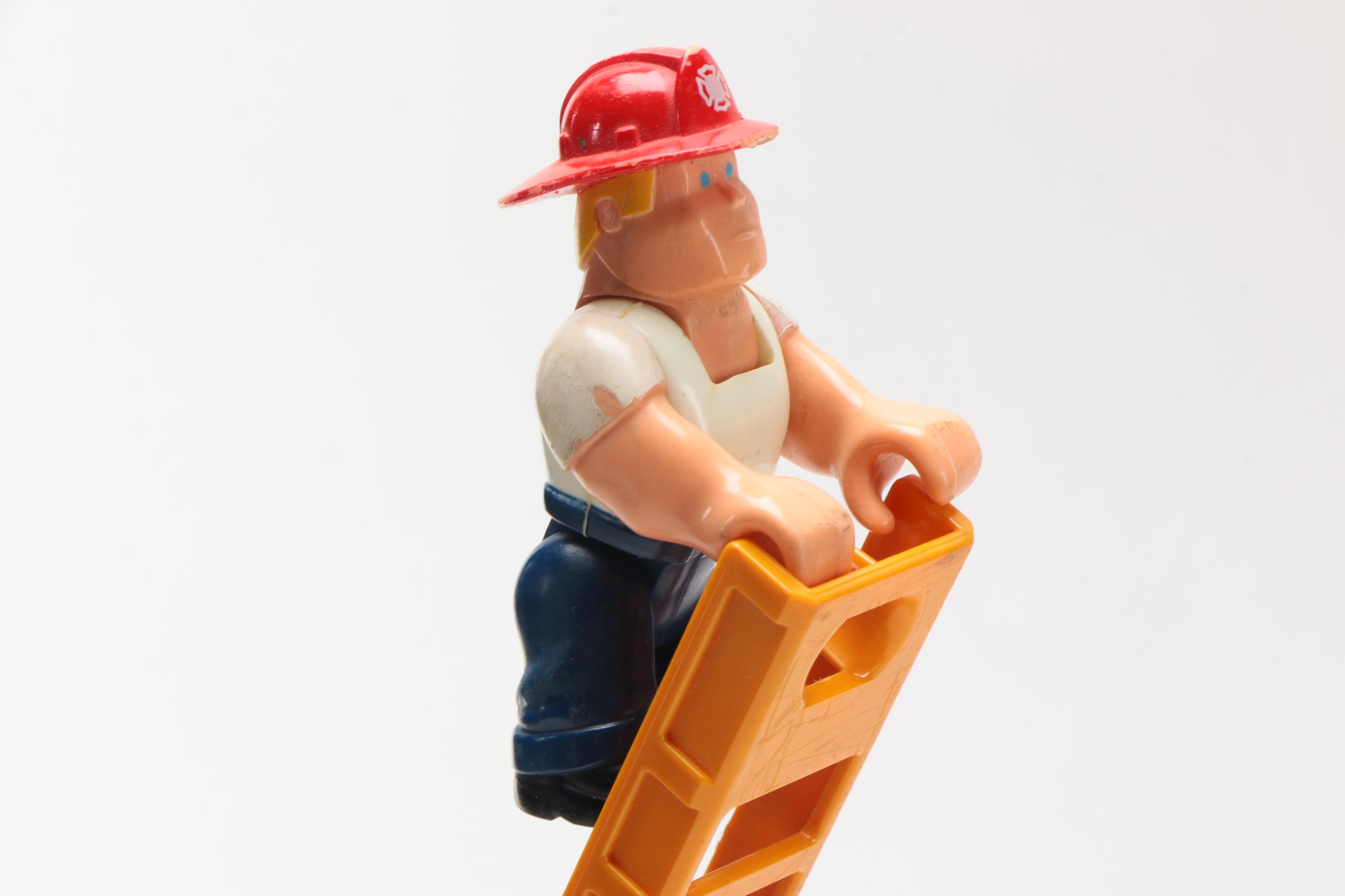 Vintage Fisher-Price Husky Helpers Fire Truck and Firefighter