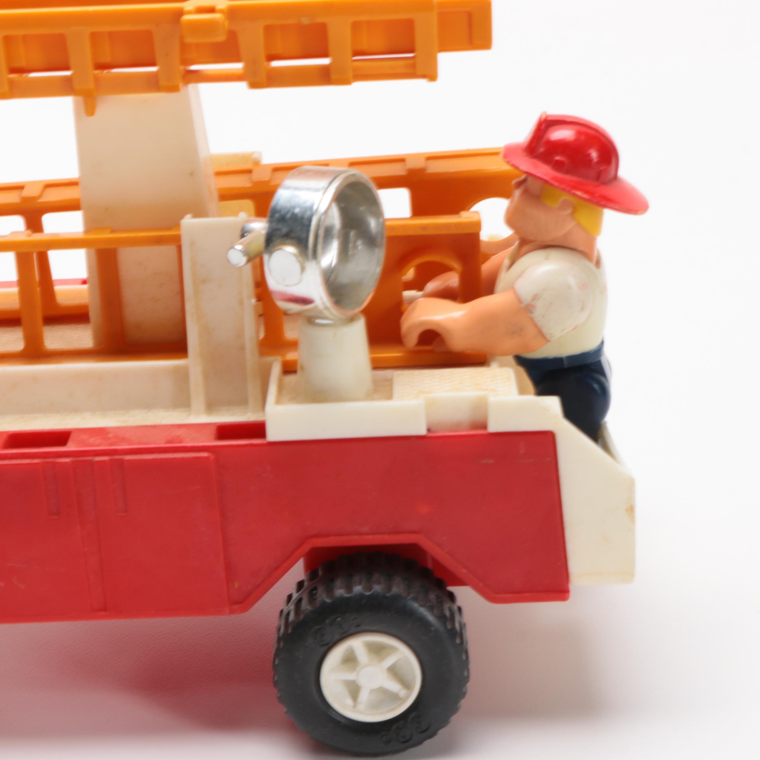 Vintage Fisher-Price Husky Helpers Fire Truck and Firefighter