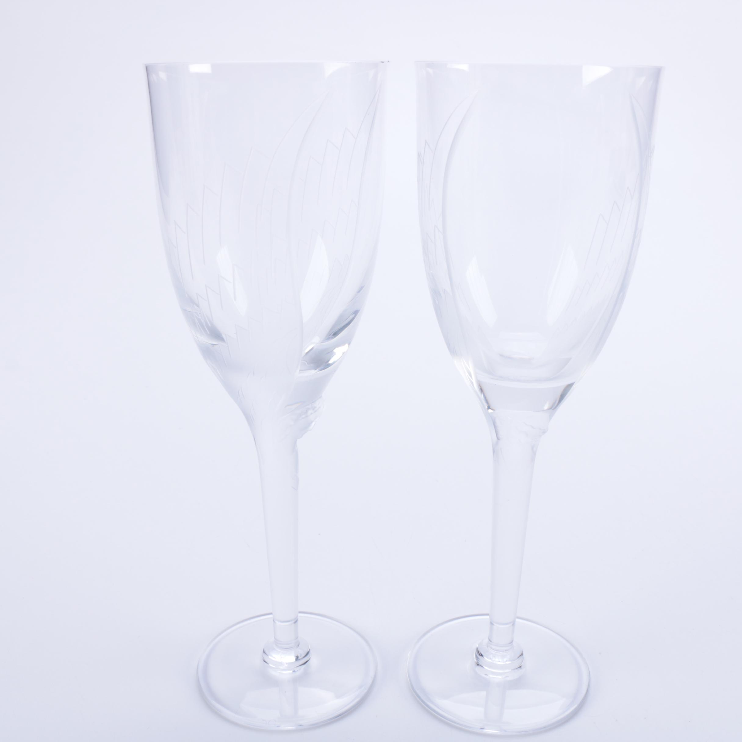 Pair of Lalique "Angel" Champagne Flutes