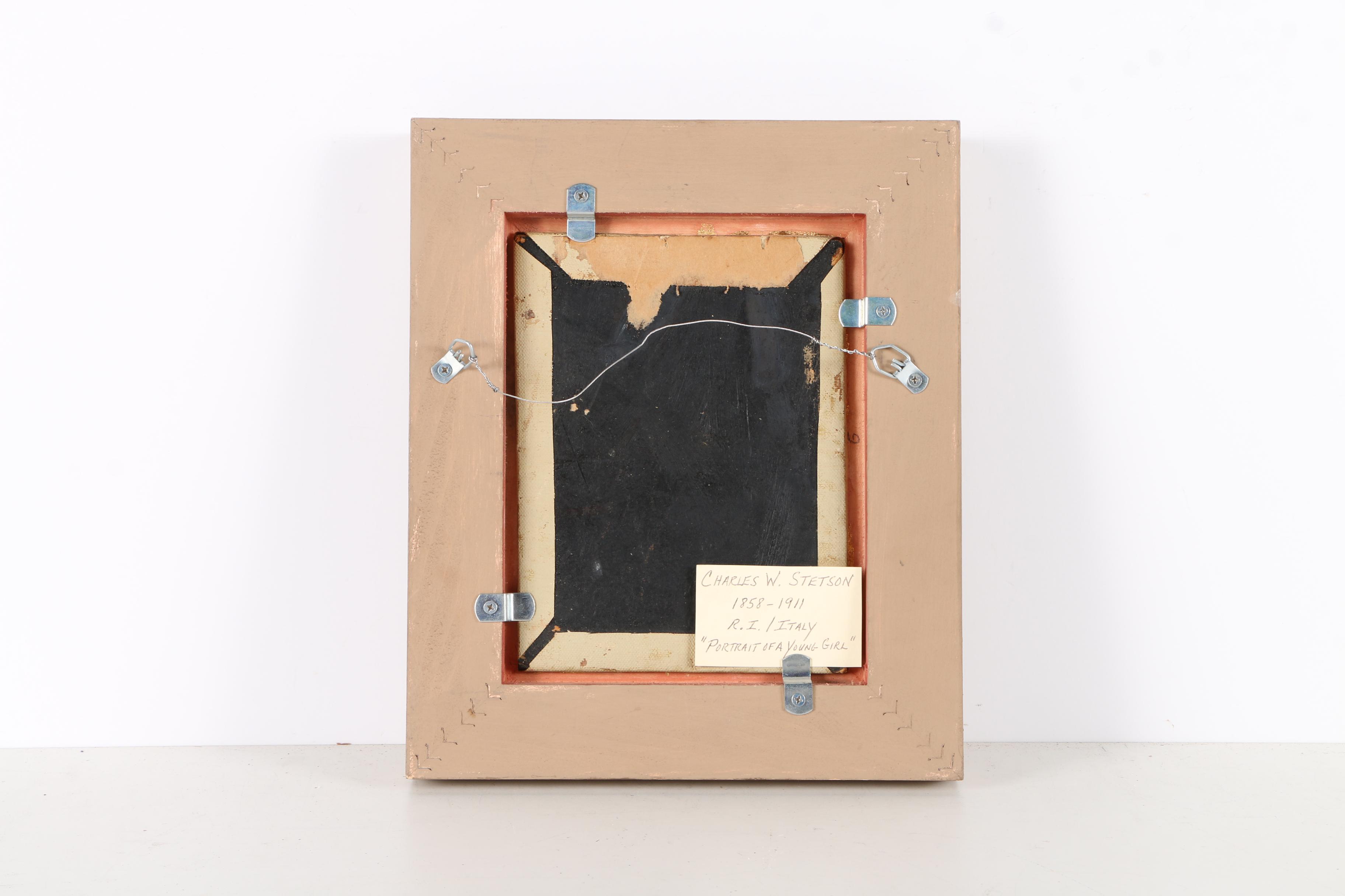 Oil Painting on Canvas Board Attributed to Charles W. Stetson "Portrait of a Young Girl"