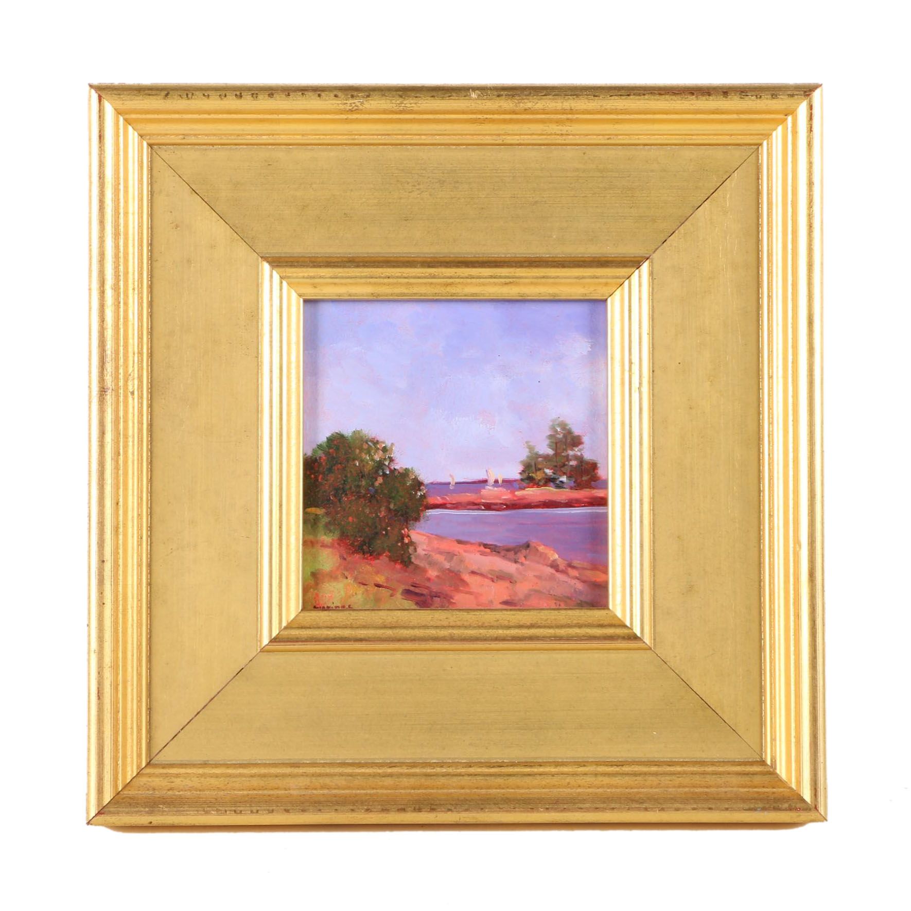 Monique Sakellarios Oil on Board Painting "Ocean Point"