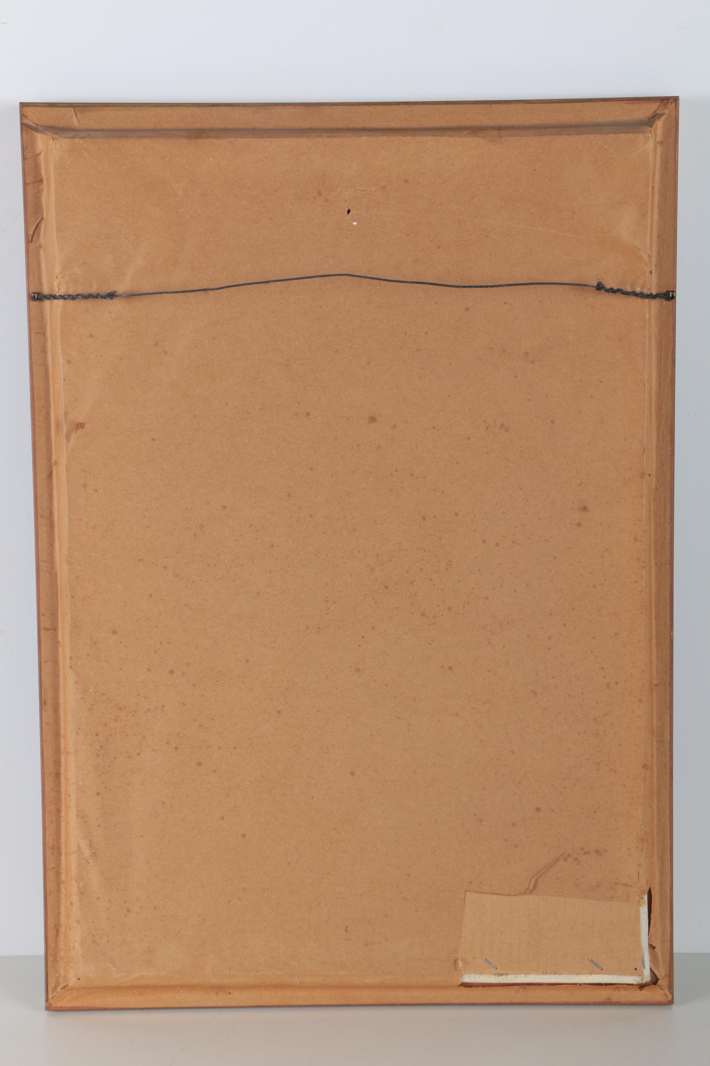 Mid-Century Oil on Canvas of Woman With Yellow Dress and Blue Headband