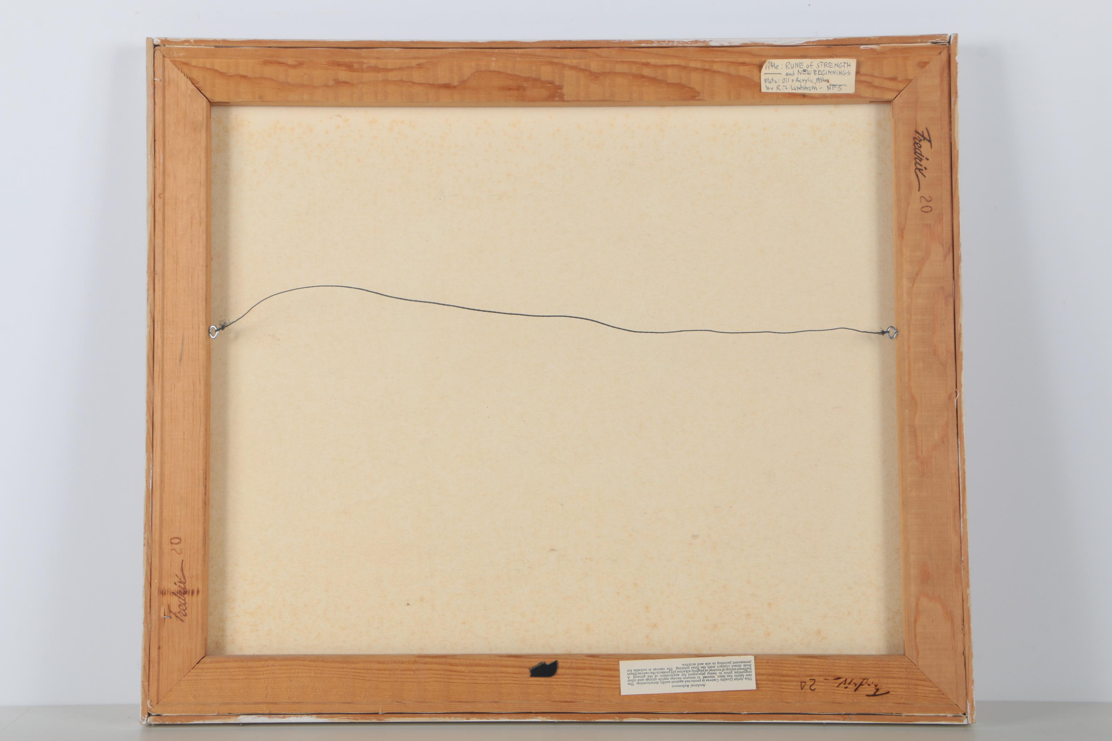 R.J. Lindstrom Mixed Media Painting "Rune of Strength and New Beginnings"