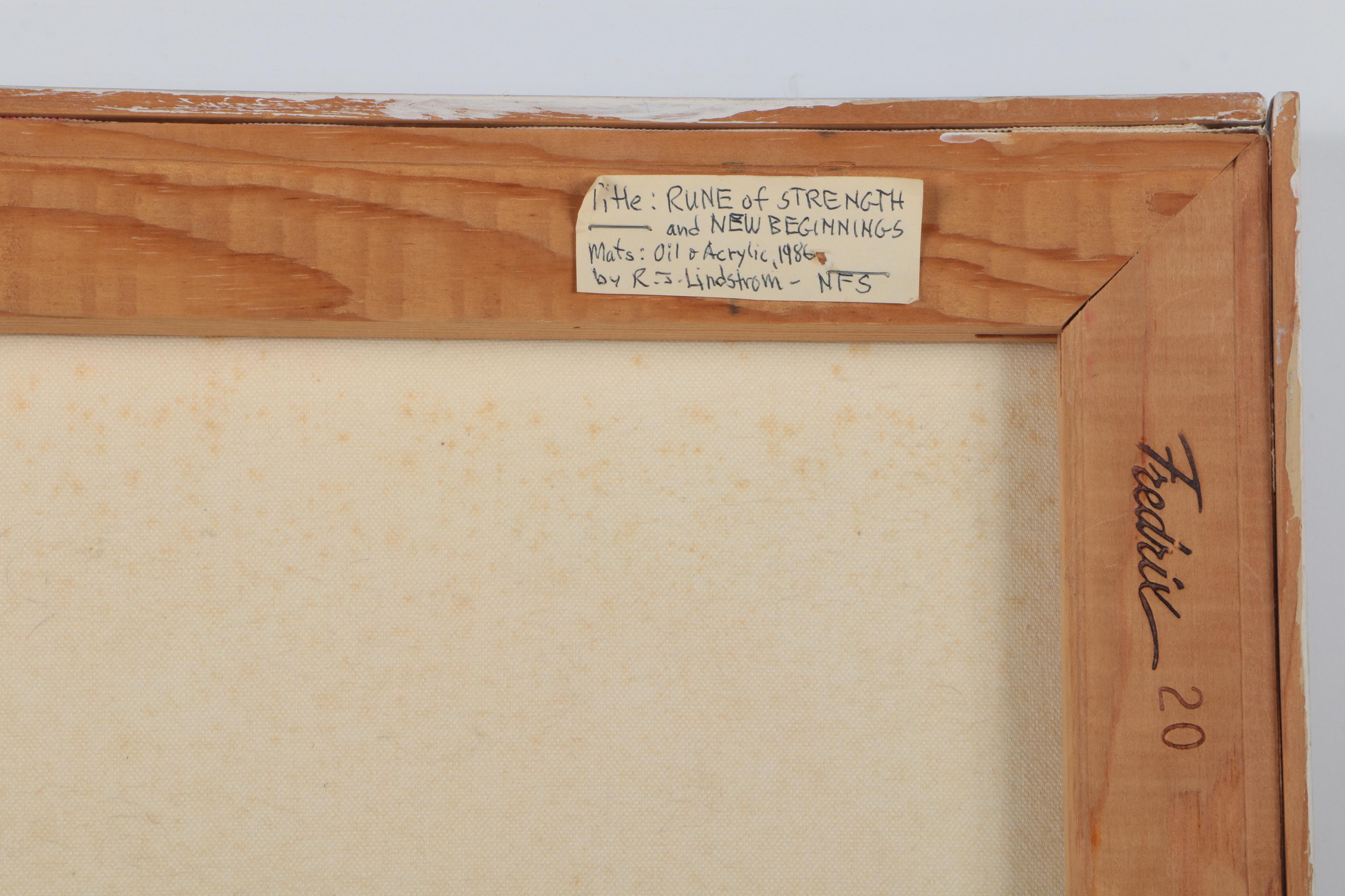 R.J. Lindstrom Mixed Media Painting "Rune of Strength and New Beginnings"