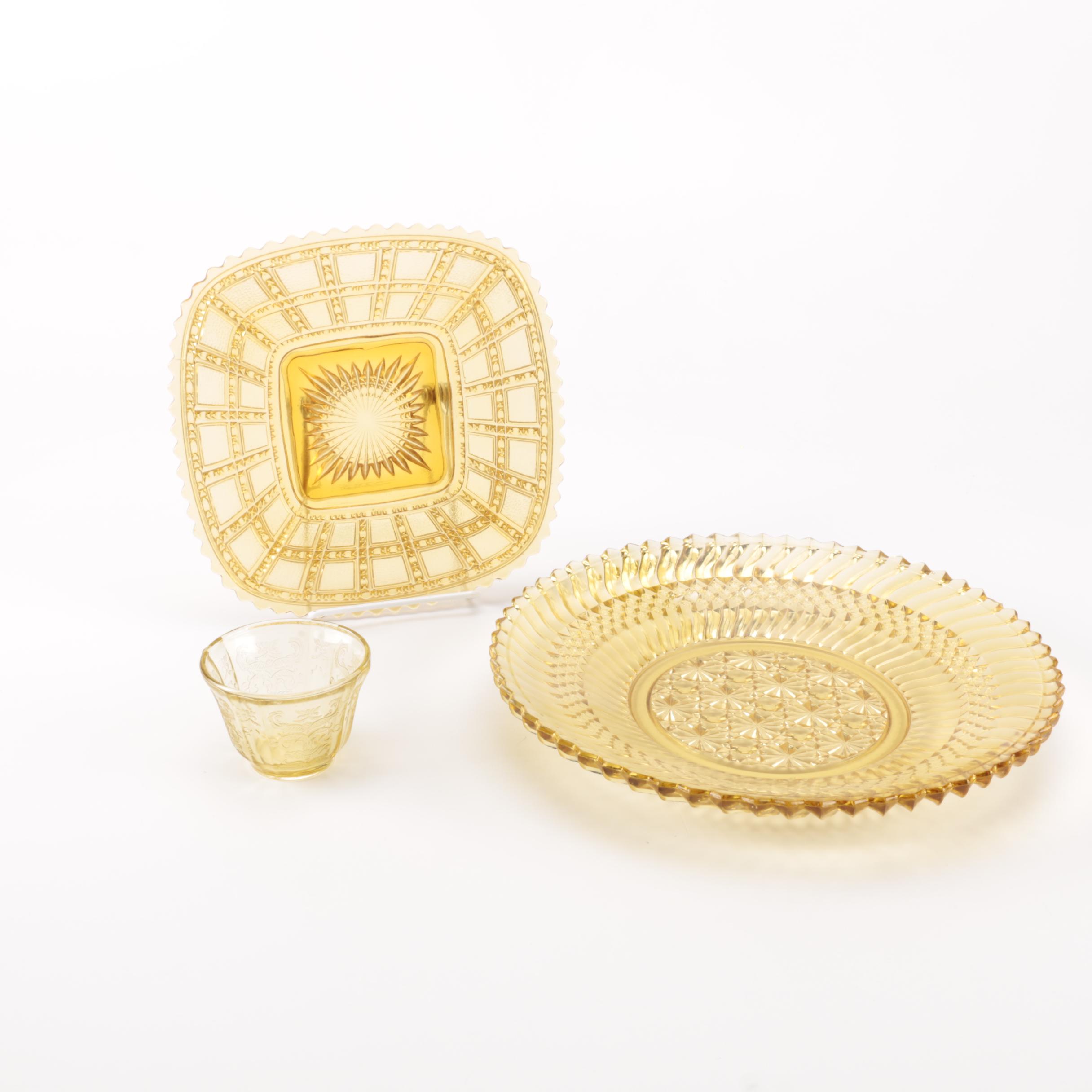 Yellow Depression Glass  Tableware