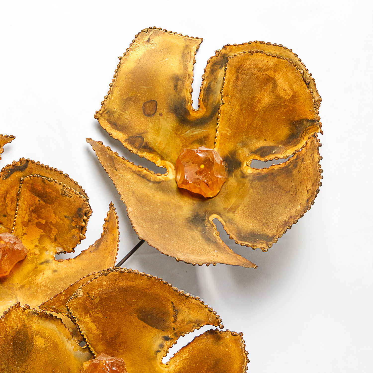 Mid Century Brutalist Metal Flower Wall Hanging