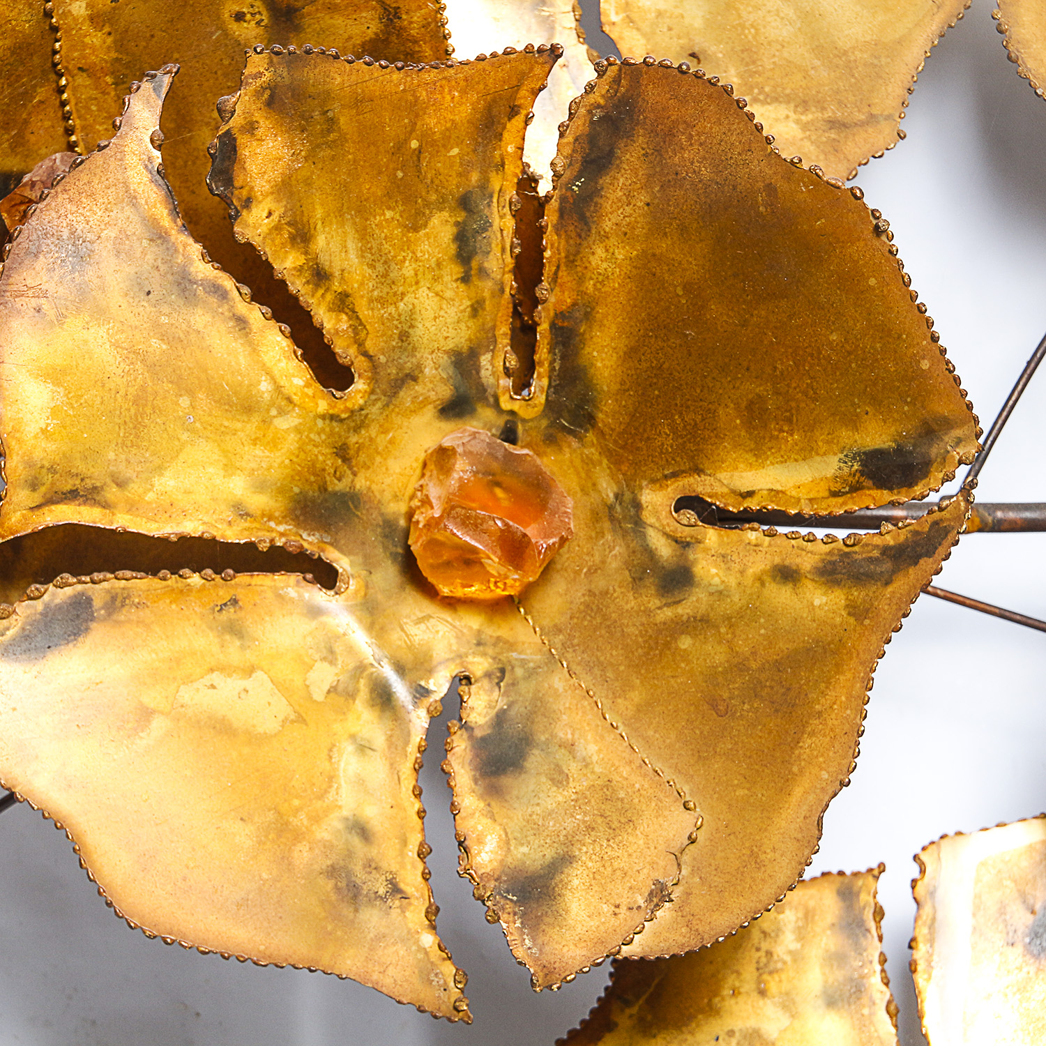 Mid Century Brutalist Metal Flower Wall Hanging