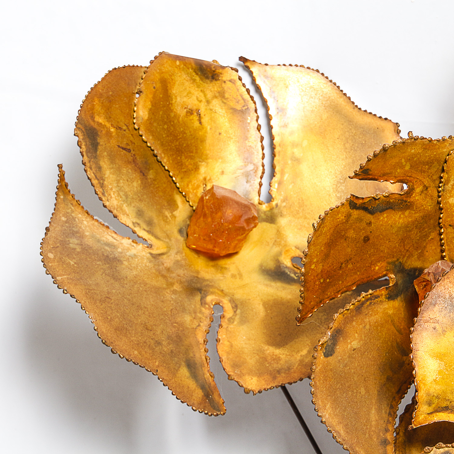 Mid Century Brutalist Metal Flower Wall Hanging