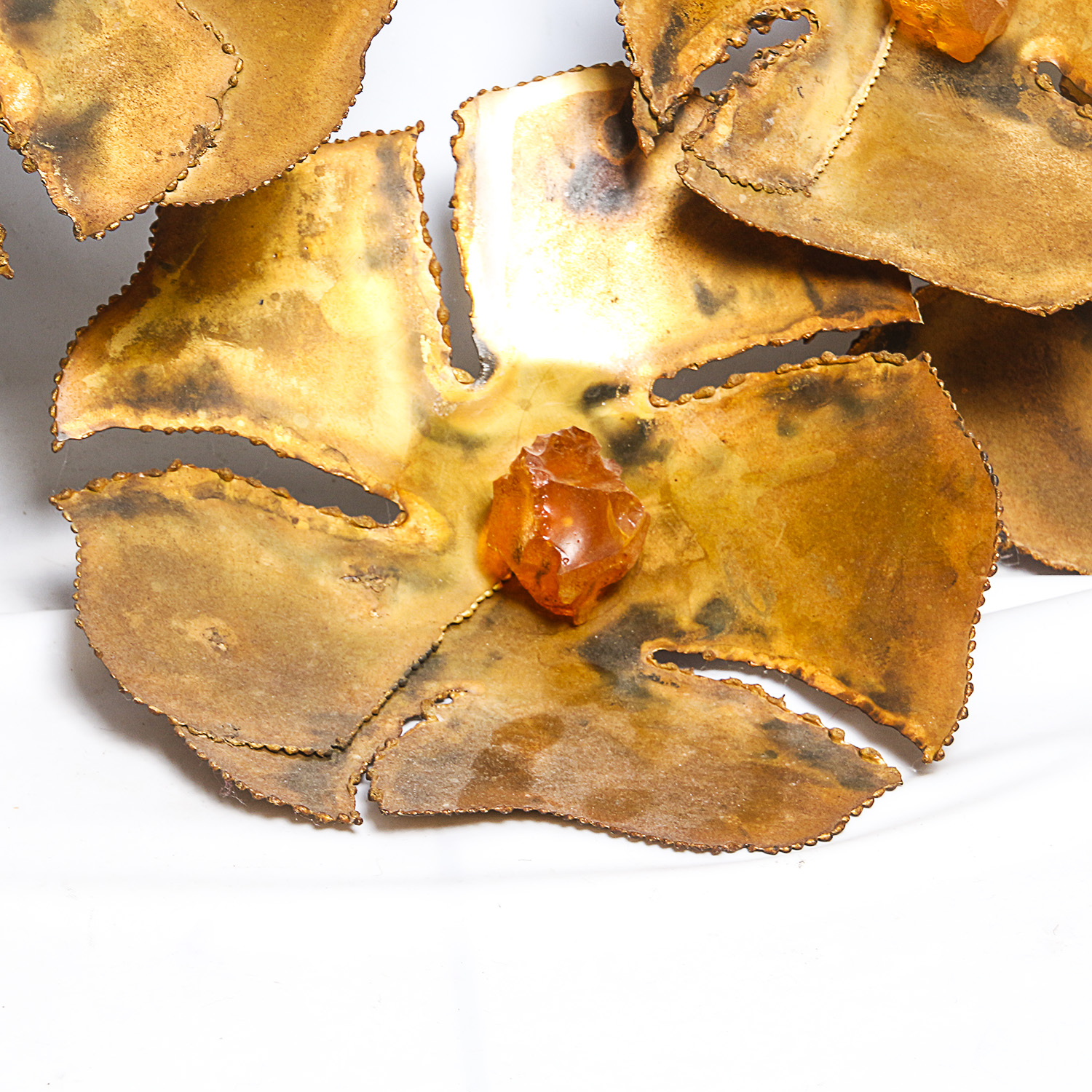 Mid Century Brutalist Metal Flower Wall Hanging