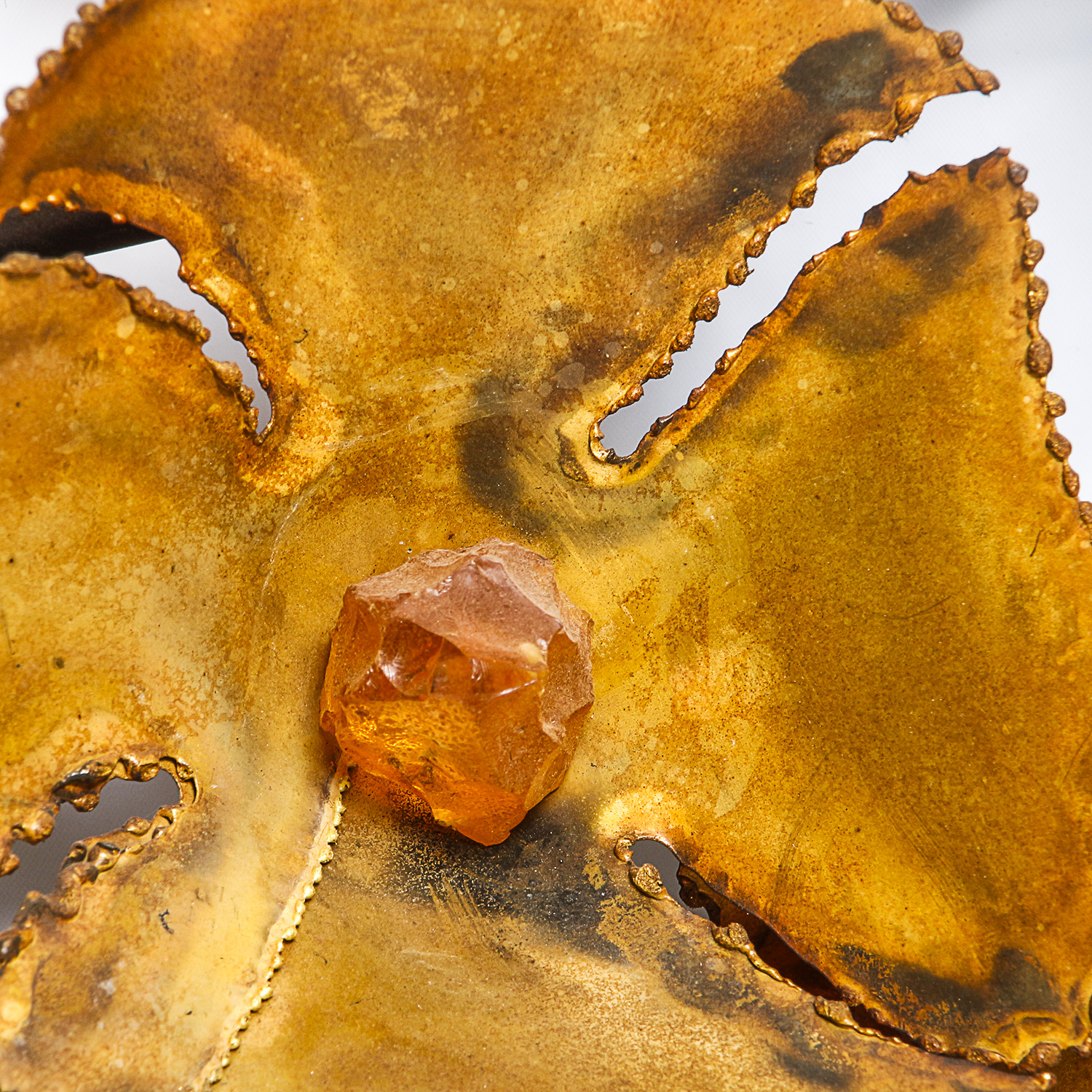 Mid Century Brutalist Metal Flower Wall Hanging