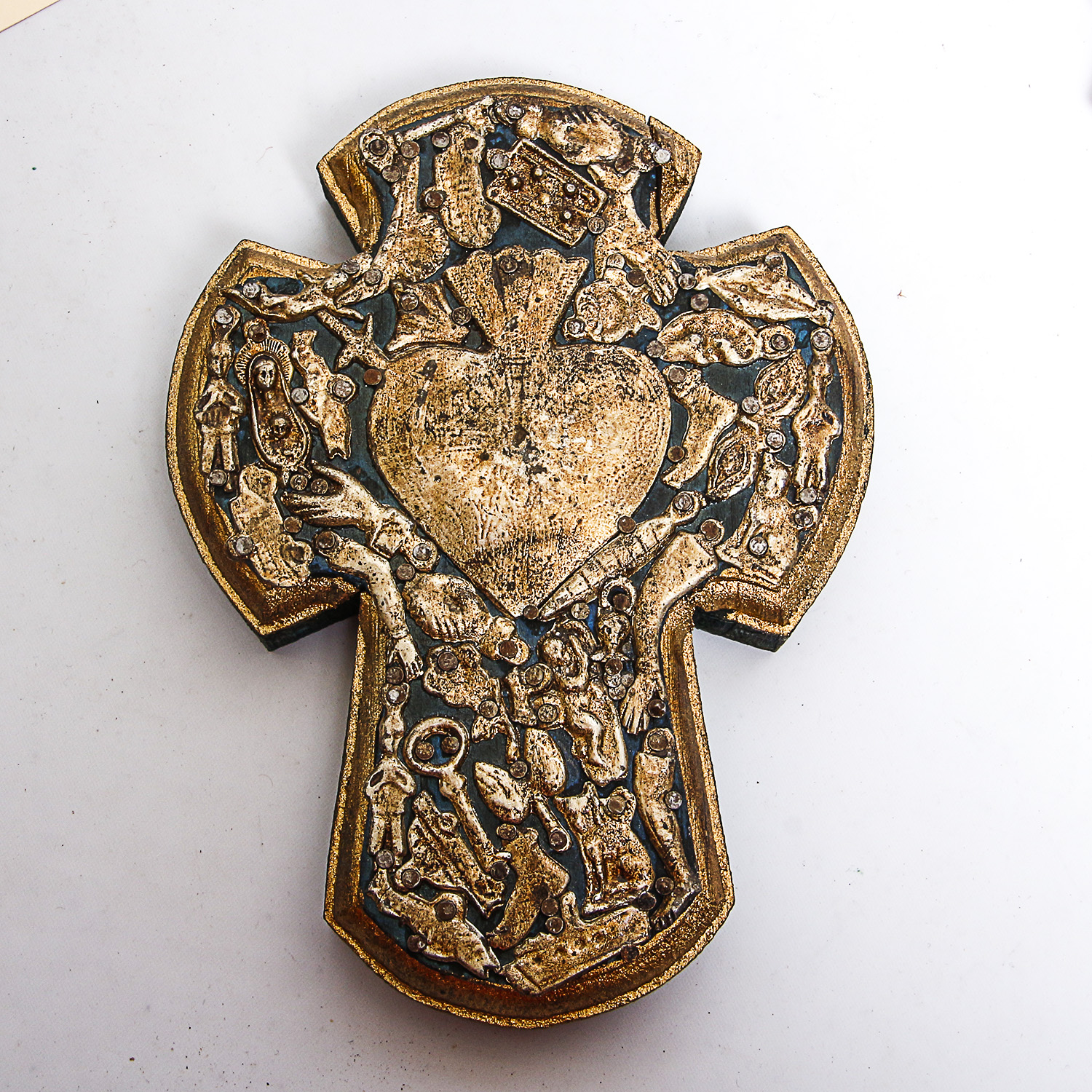 Collection of Vintage Wooden, Metal and Ceramic Folk Art Crosses