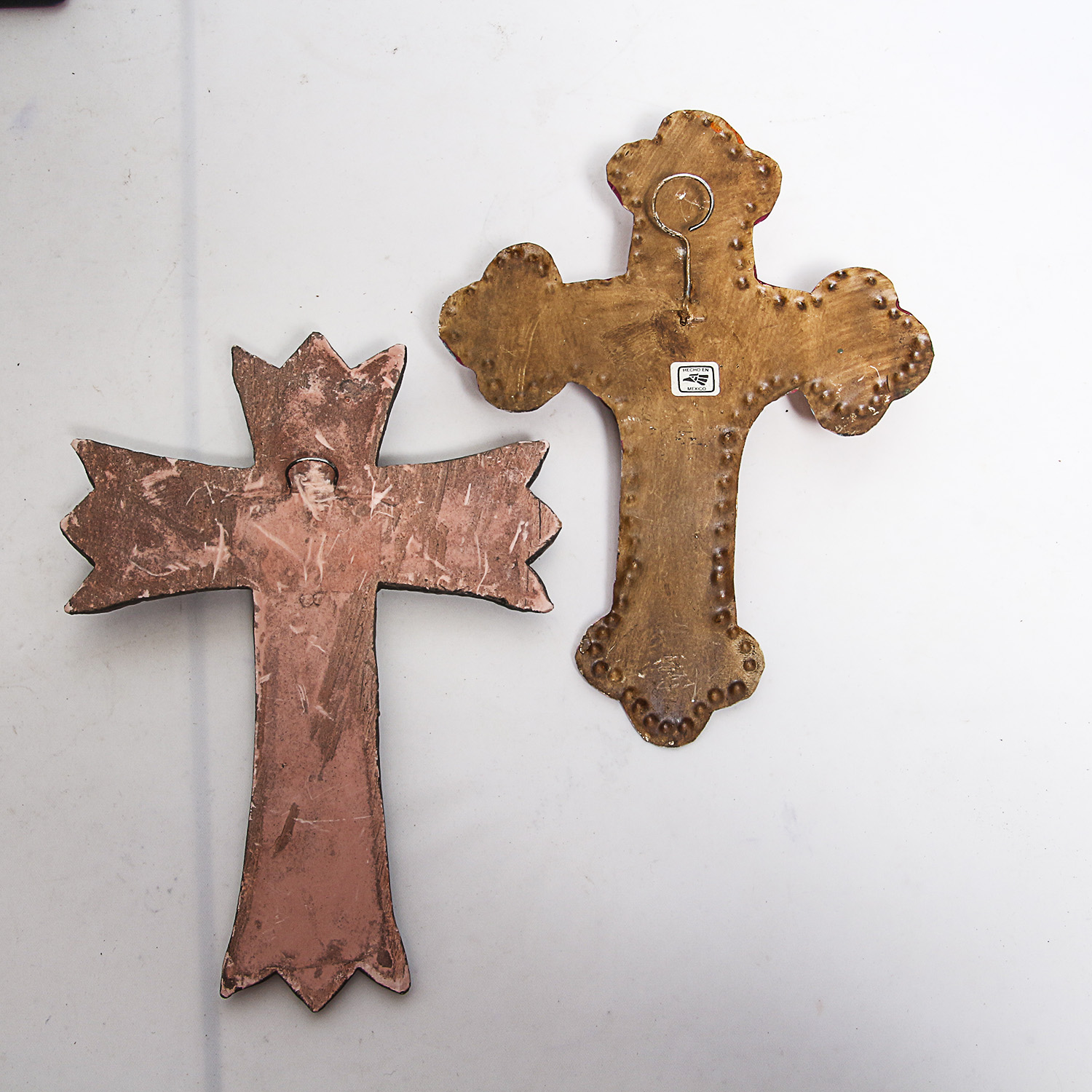 Collection of Vintage Wooden, Metal and Ceramic Folk Art Crosses