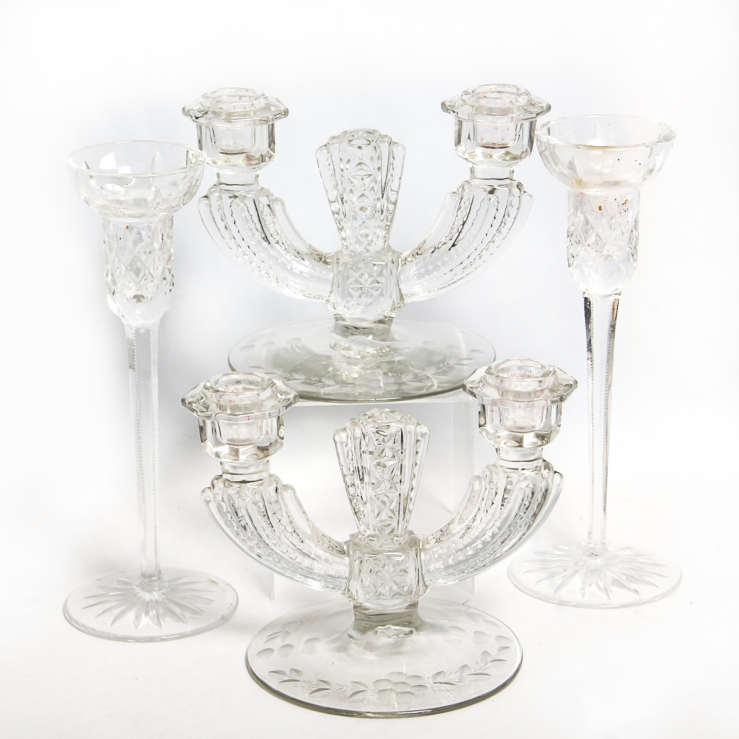 Vintage Pressed Glass Candeholders