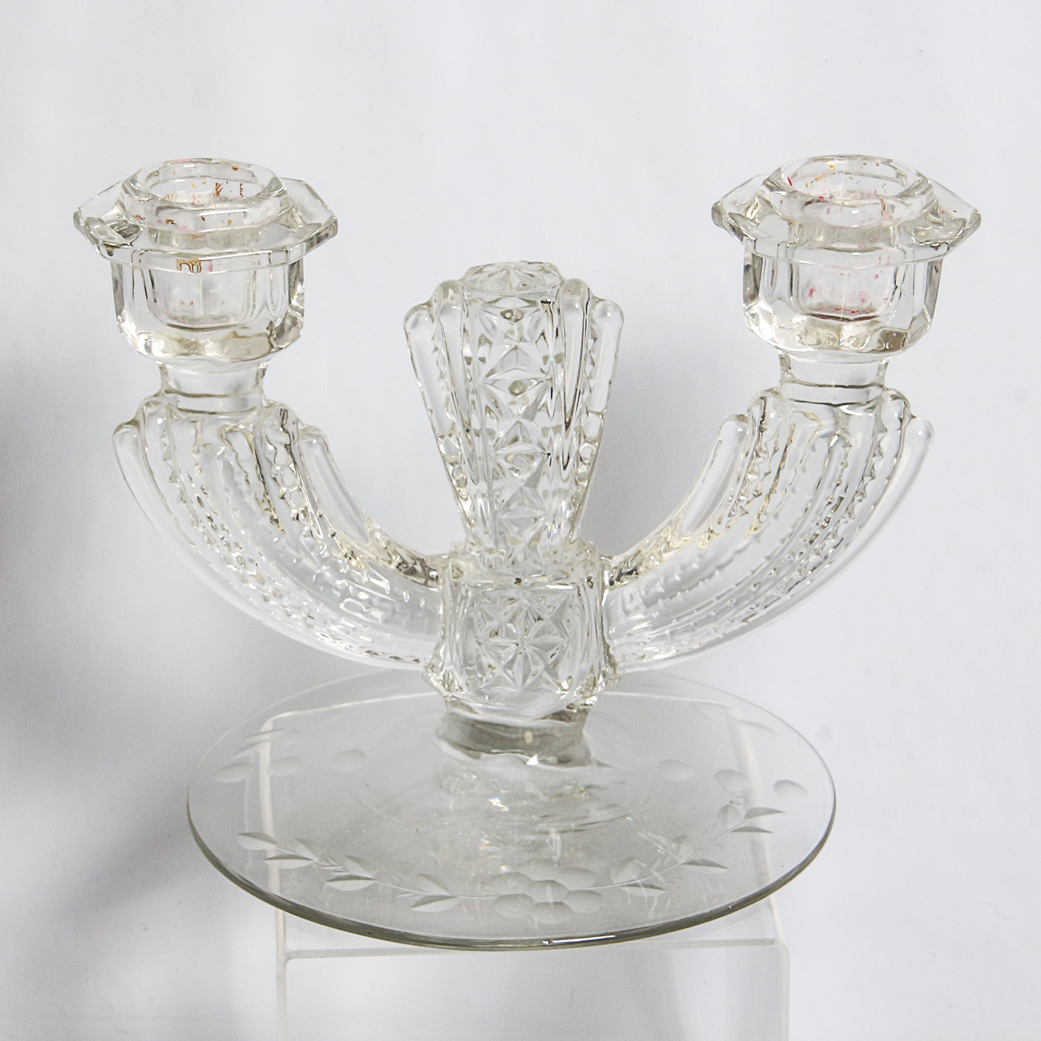 Vintage Pressed Glass Candeholders