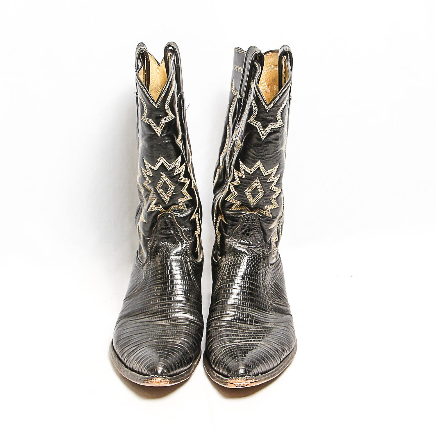 Black Tony Lama Lizard Cowboy Boots