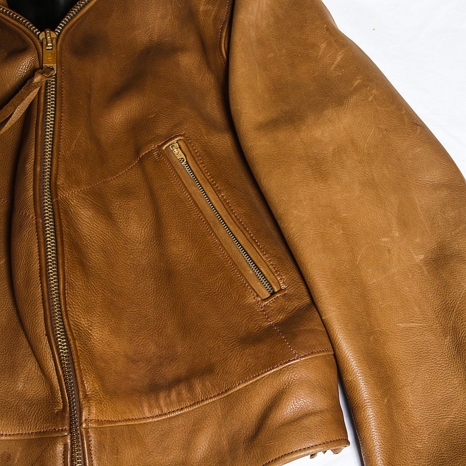 Vintage Saddle Brown Men's Leather Jacket with Fur Collar