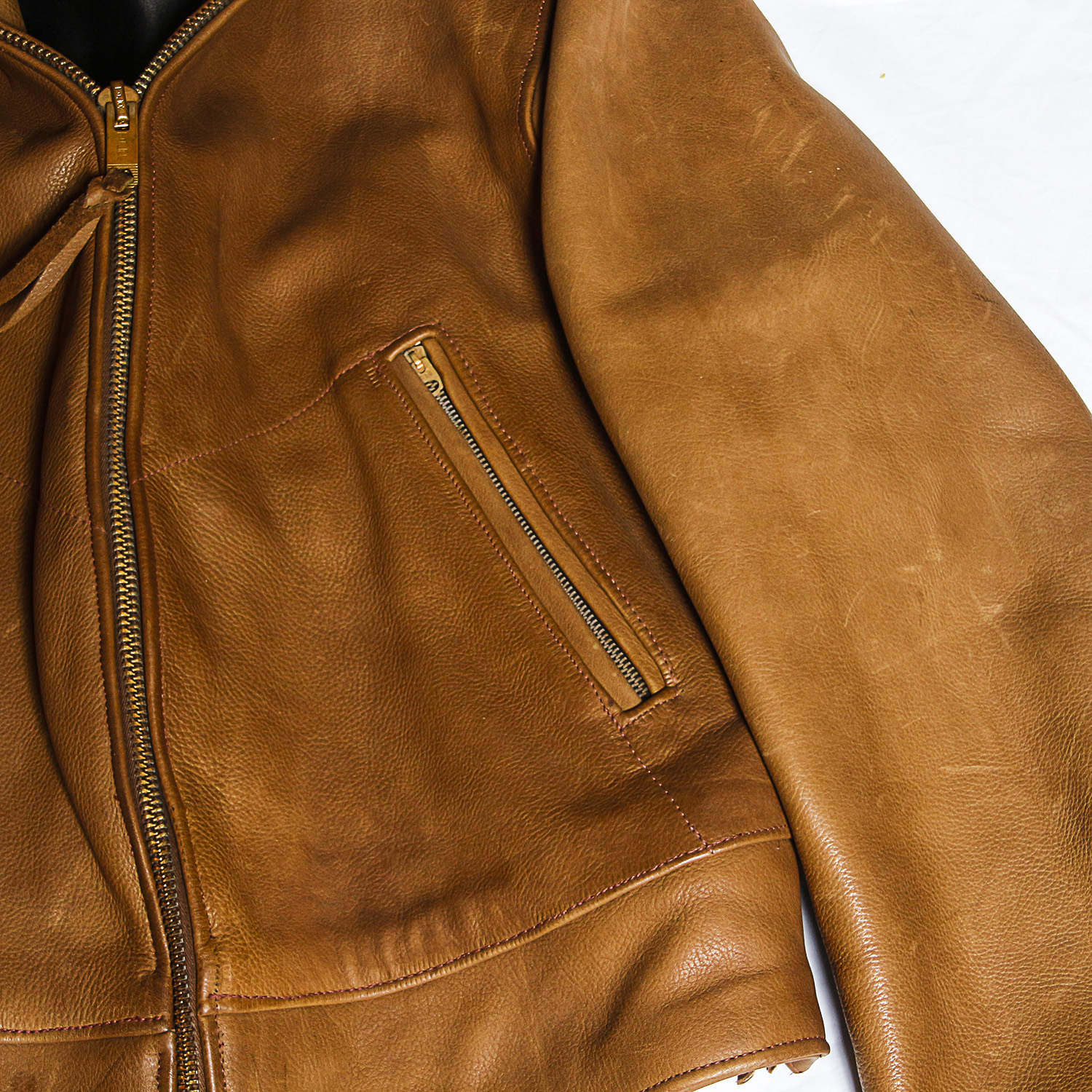 Vintage Saddle Brown Men's Leather Jacket with Fur Collar