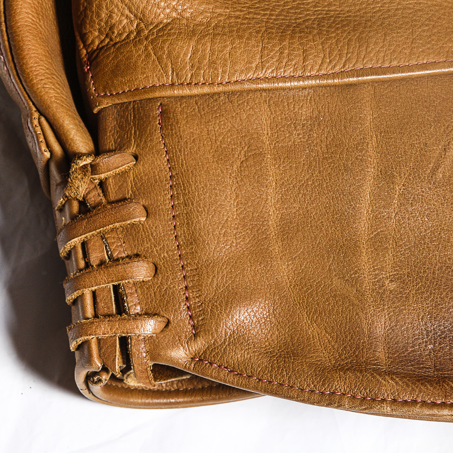 Vintage Saddle Brown Men's Leather Jacket with Fur Collar