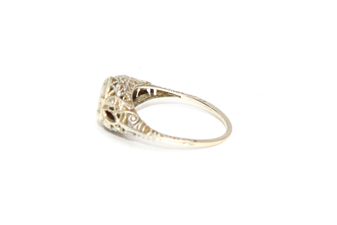 Edwardian 18K White Gold Engagement Ring Setting