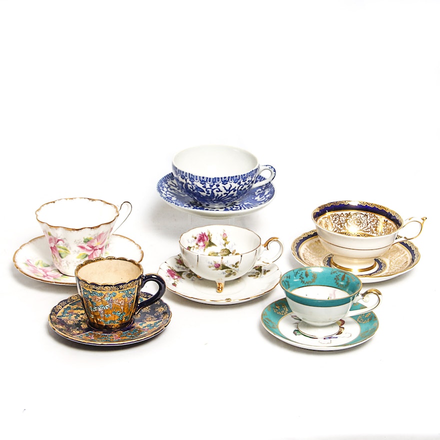 Vintage Teacups and Matching Saucers