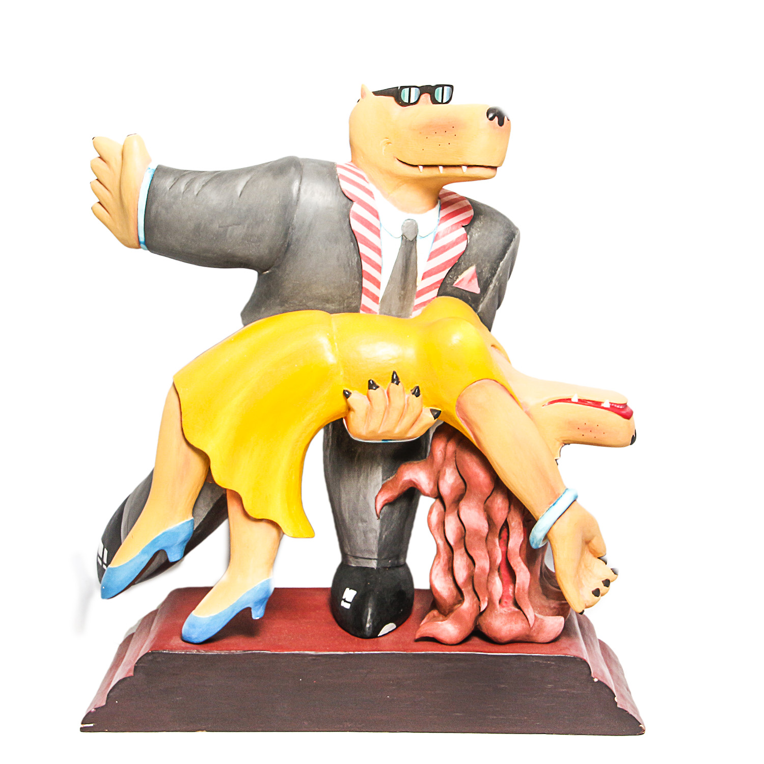 Large Markus Pierson Signed Sculpture of Dancing Dog Couple