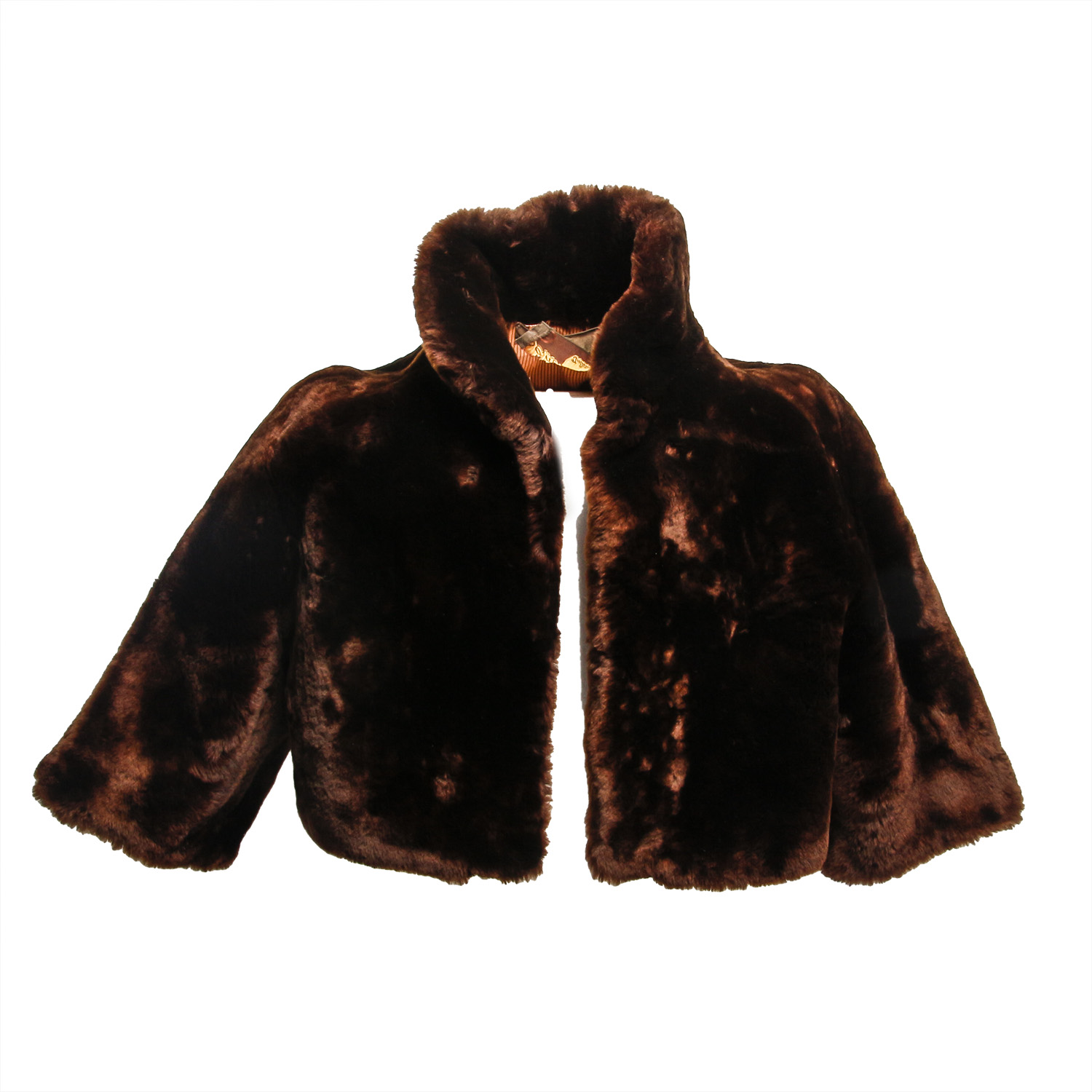 Vintage Chocolate Brown Mouton Bolero