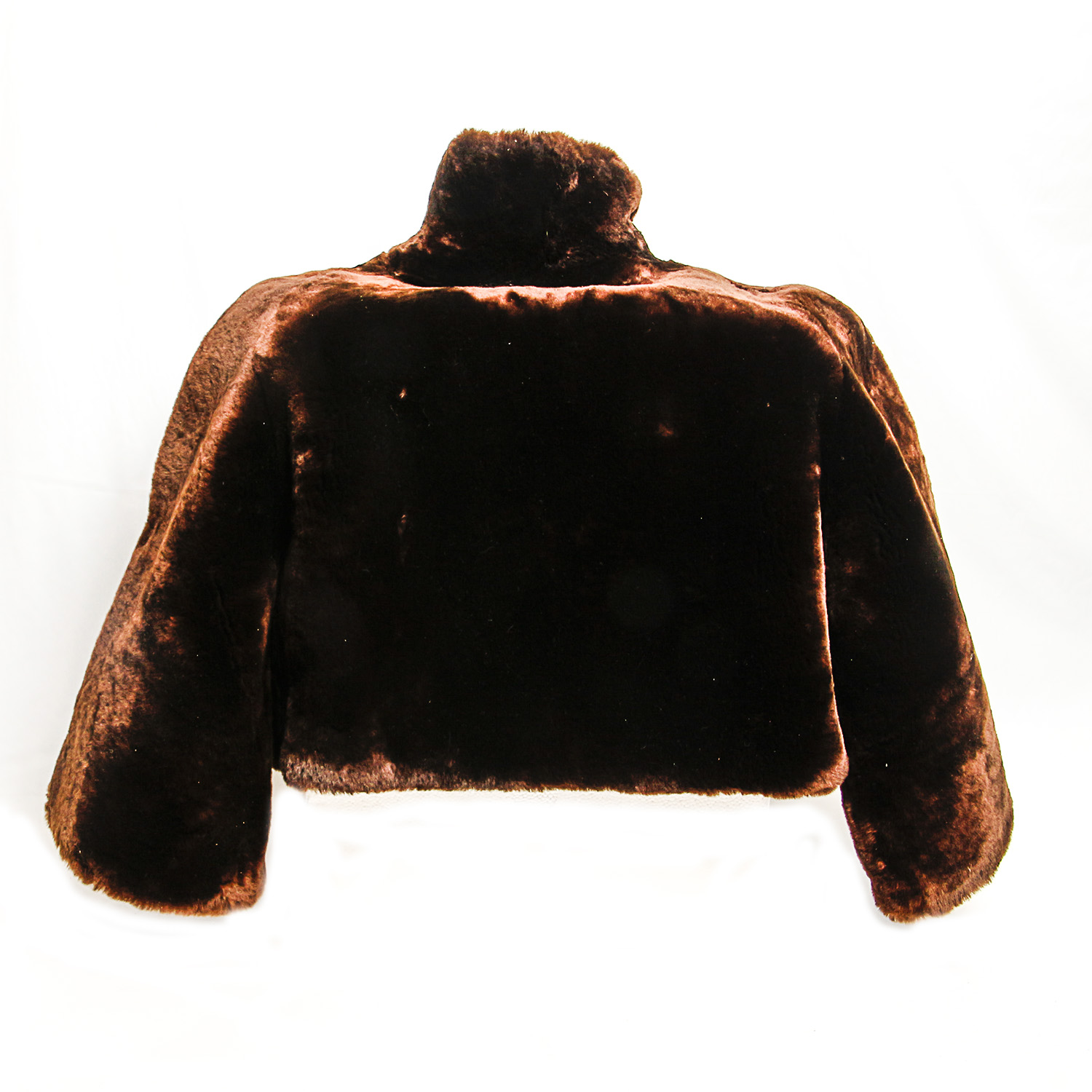 Vintage Chocolate Brown Mouton Bolero