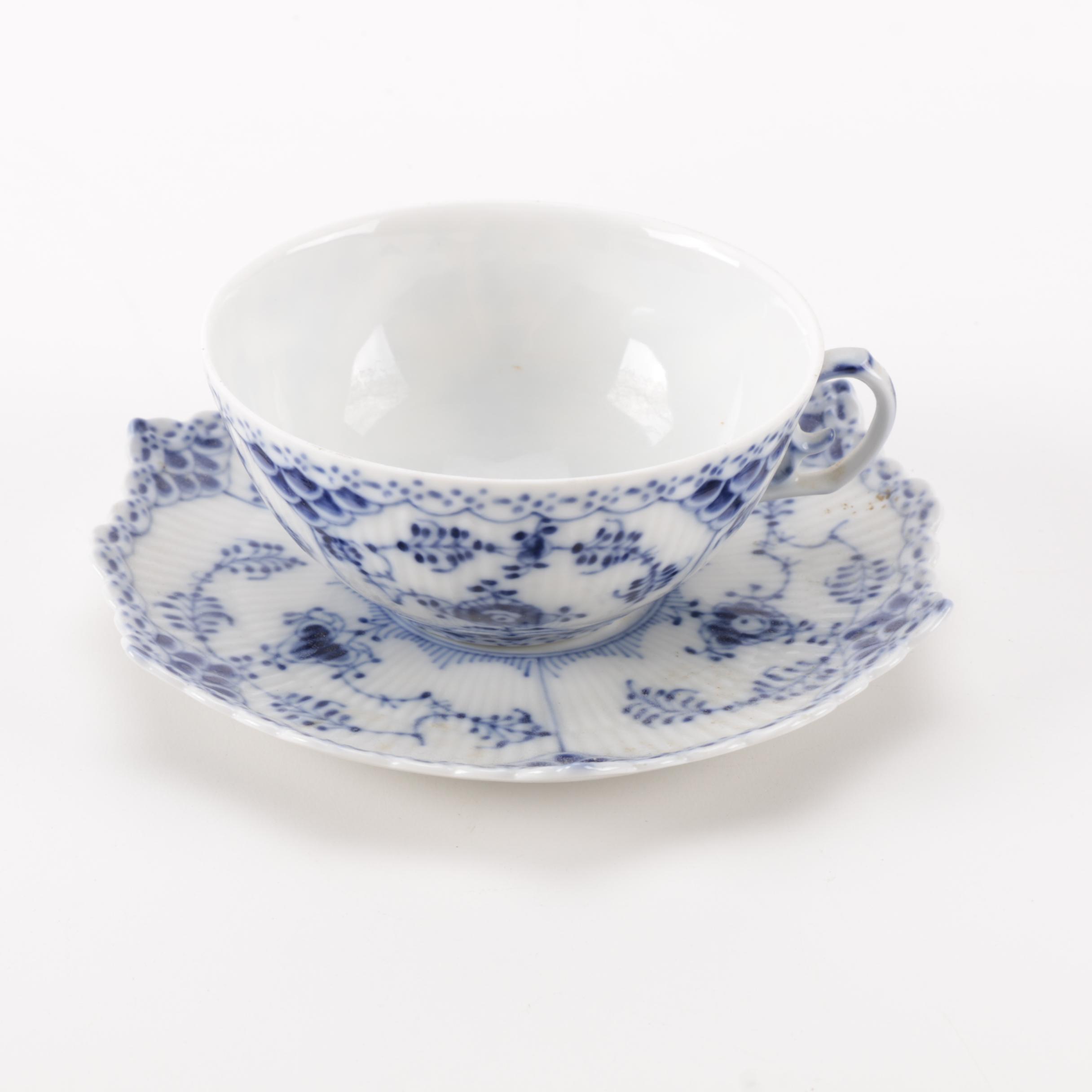 Circa 1930 Royal Copenhagen Porcelain Teacup and Saucer