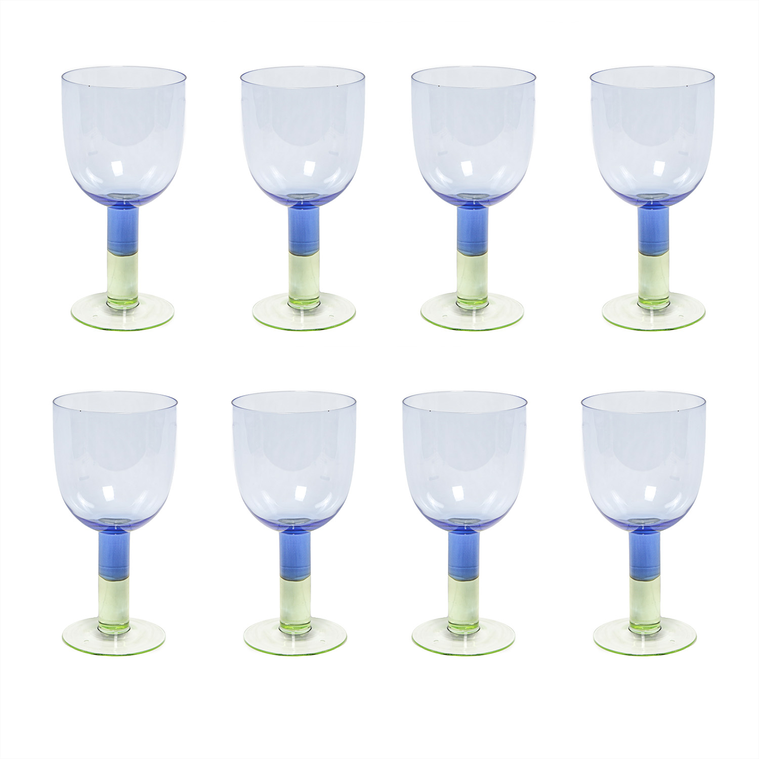 Green and Blue Wine Glasses
