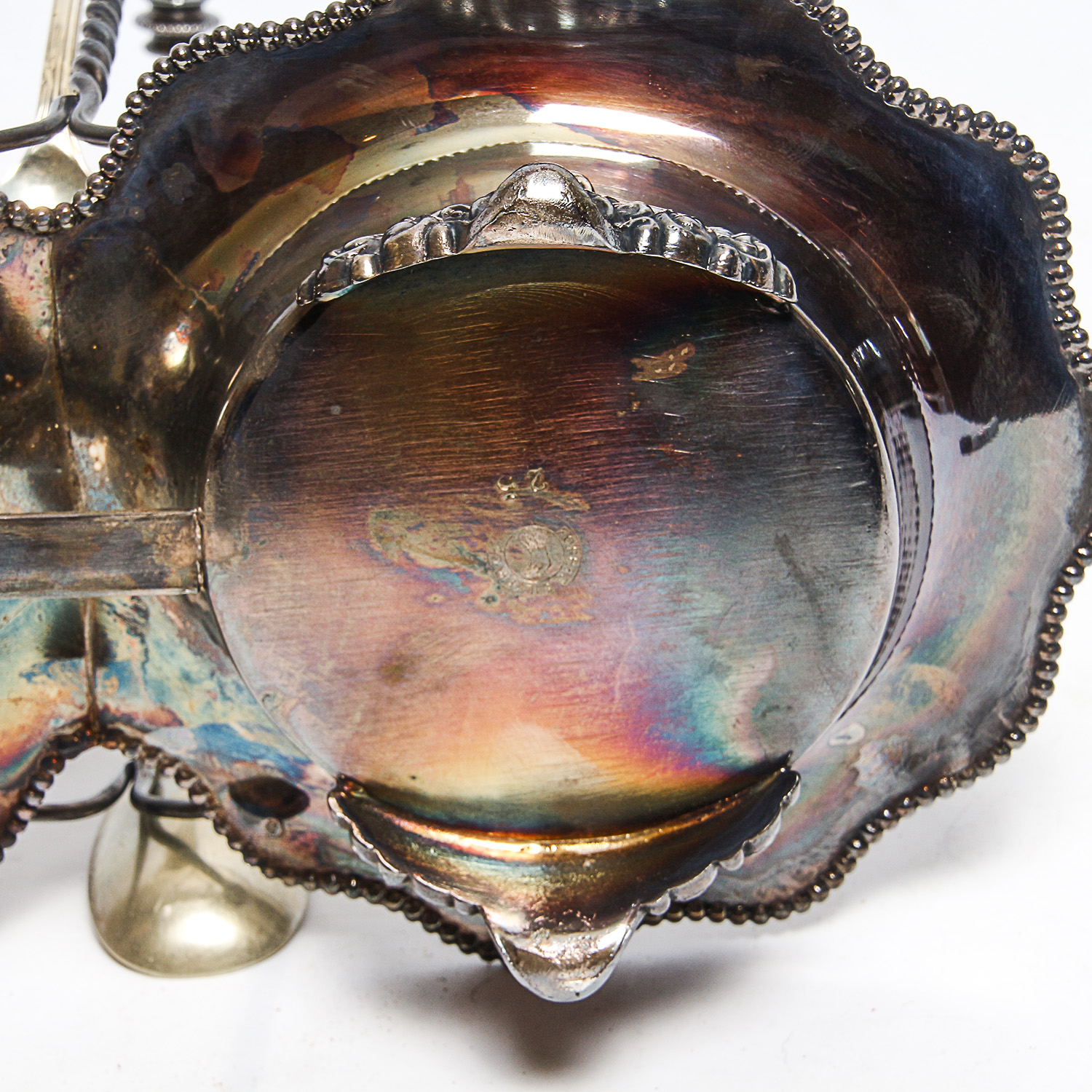 Plated Forbes Silver Co. Caddy with Latticino Glass Bowls