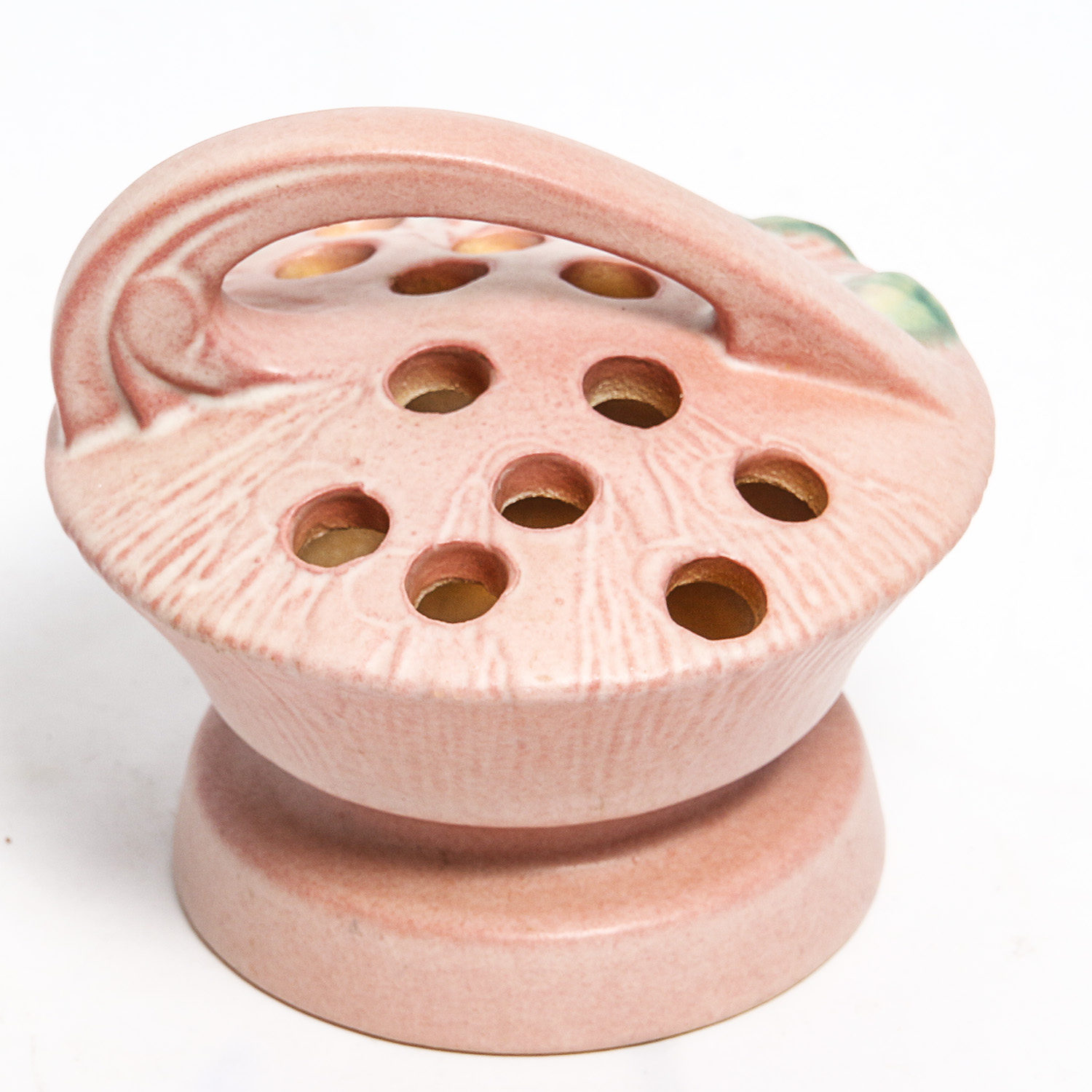 Roseville "White Rose" Pink Flower Frog