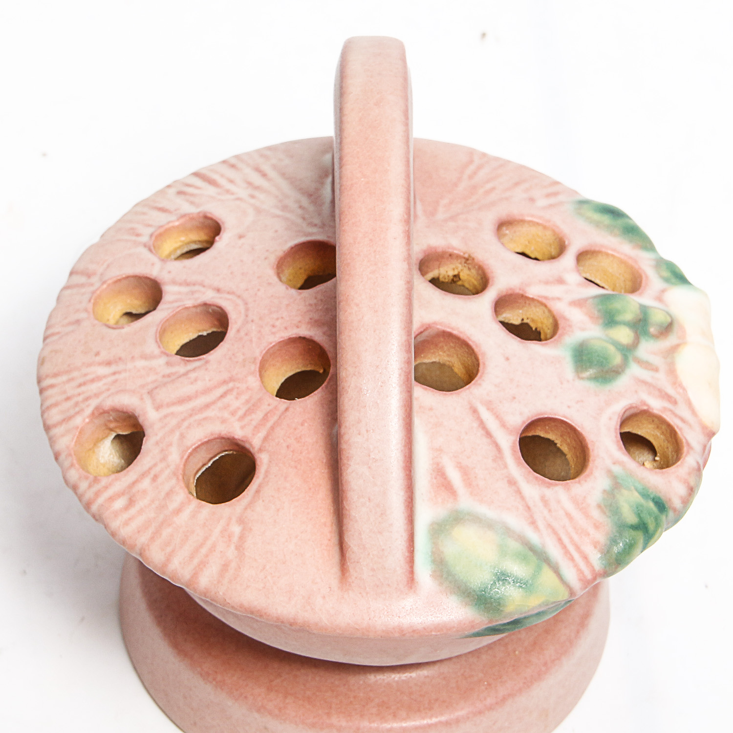 Roseville "White Rose" Pink Flower Frog