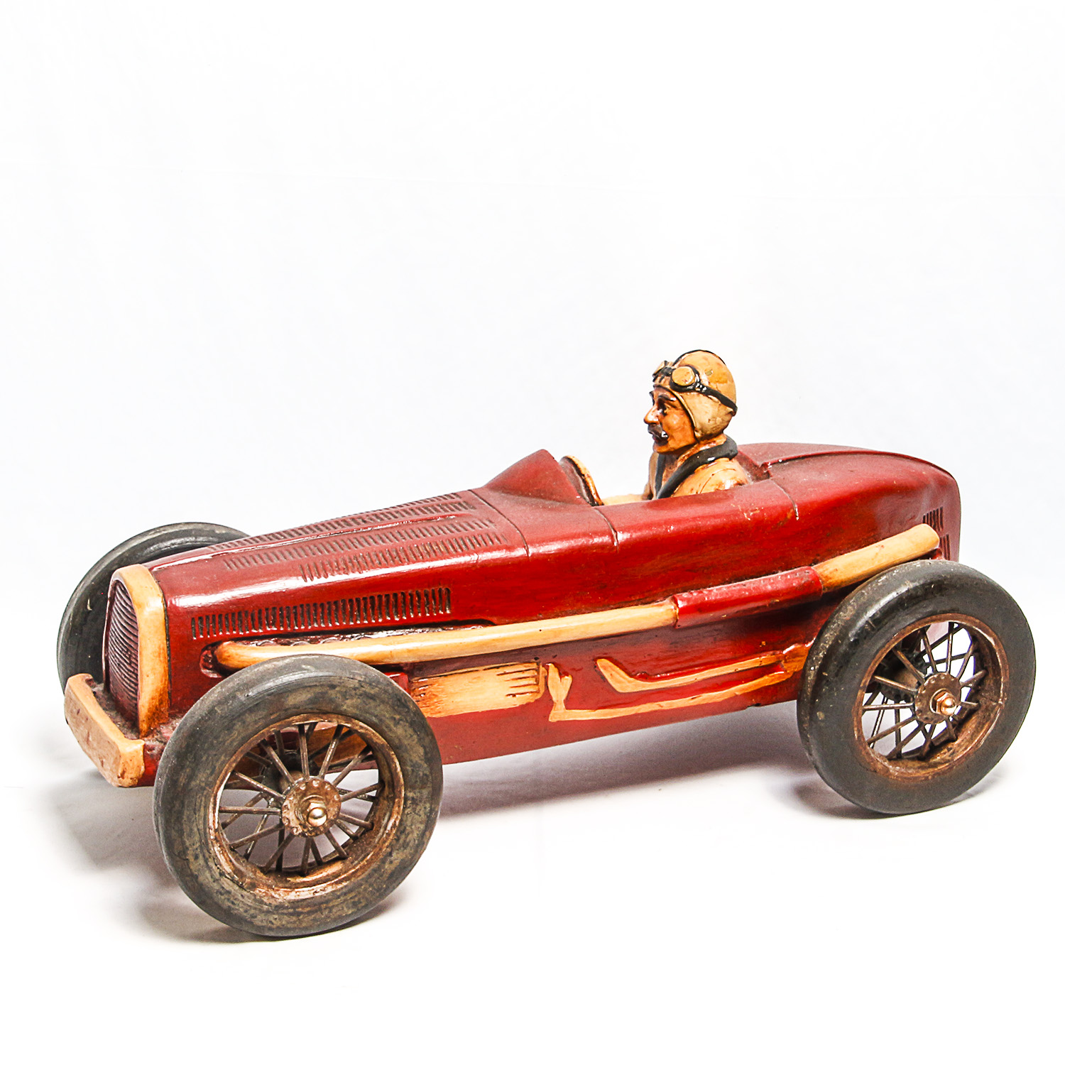 Large Vintage-Inspired Race Car and Driver Figure