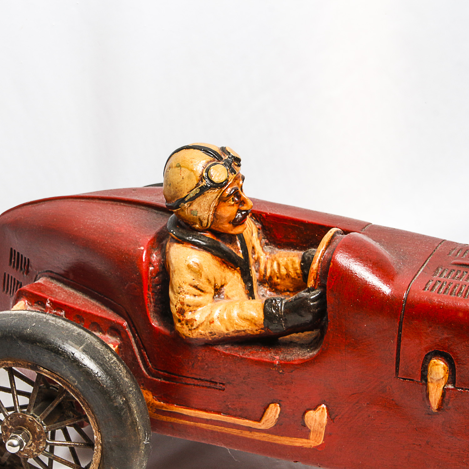 Large Vintage-Inspired Race Car and Driver Figure
