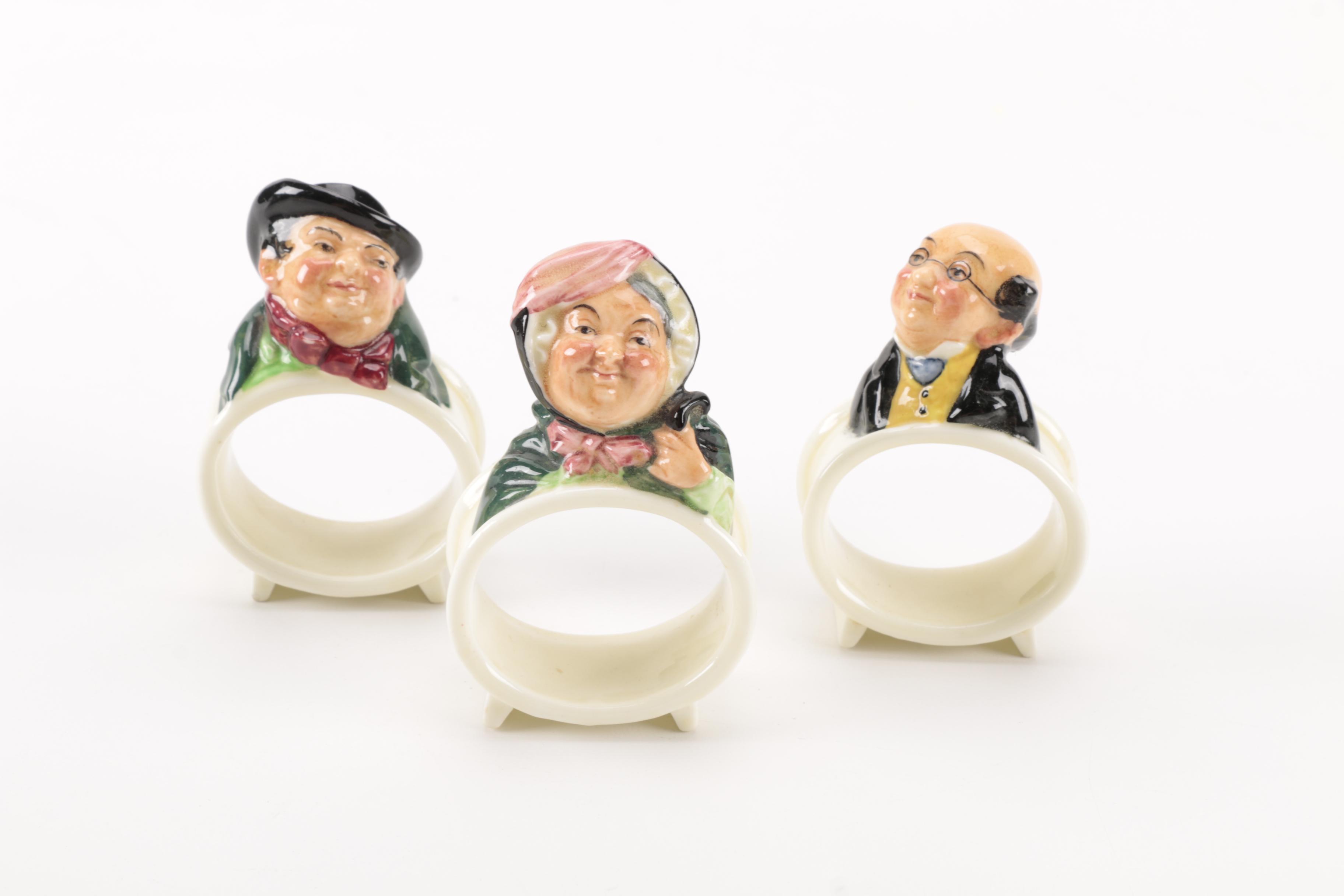 Royal Doulton Napkin Rings Featuring Charles Dickens Characters