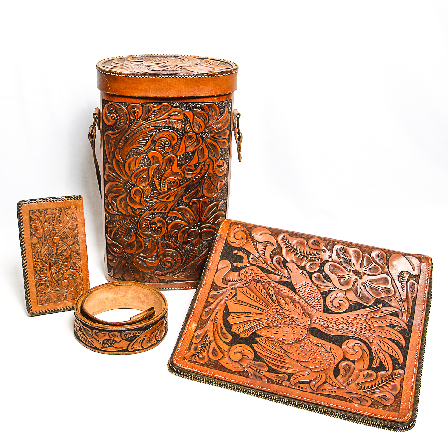 Collection of Hand-Tooled Leather Accessories