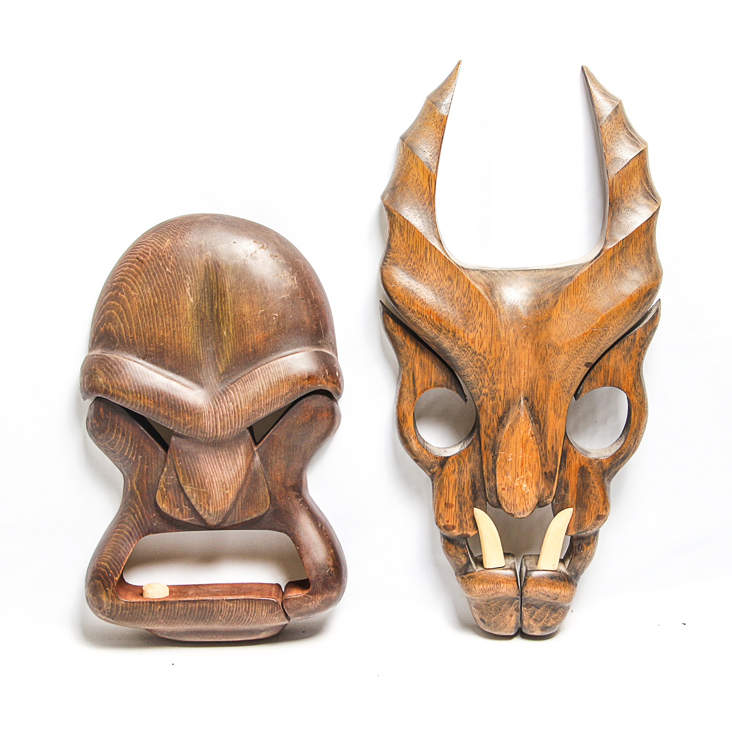 Pair of Carved Wooden Masks