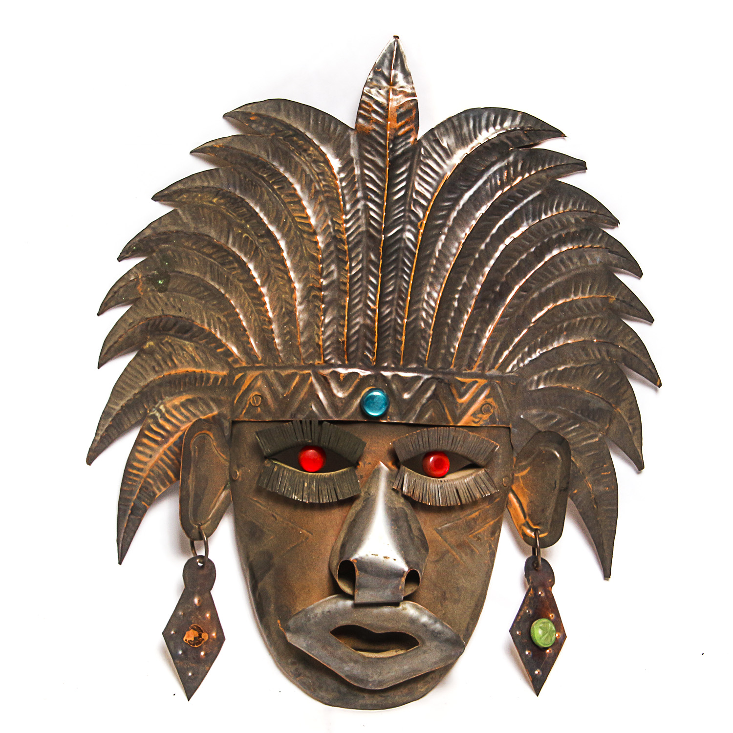 Mexican Folk Art Copper Metal Mask