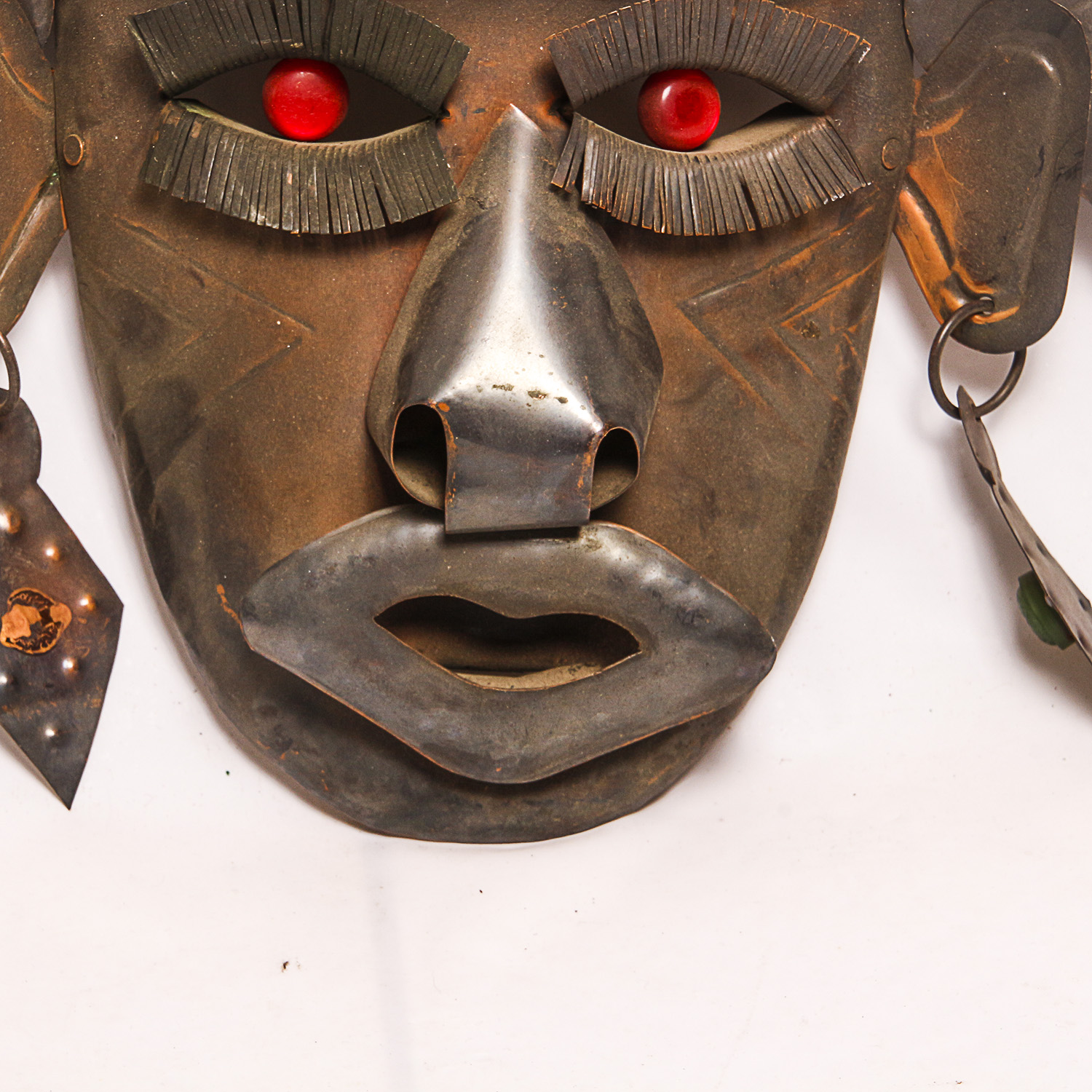 Mexican Folk Art Copper Metal Mask