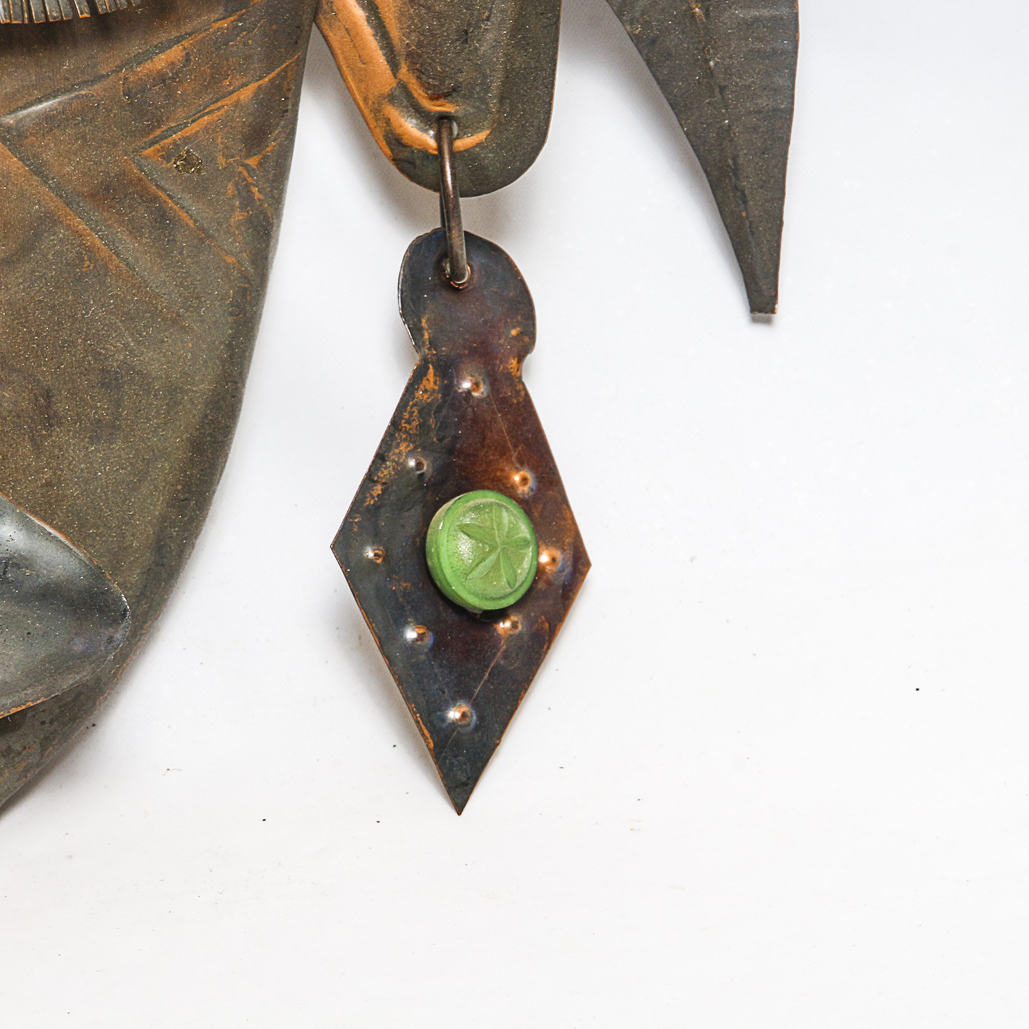 Mexican Folk Art Copper Metal Mask